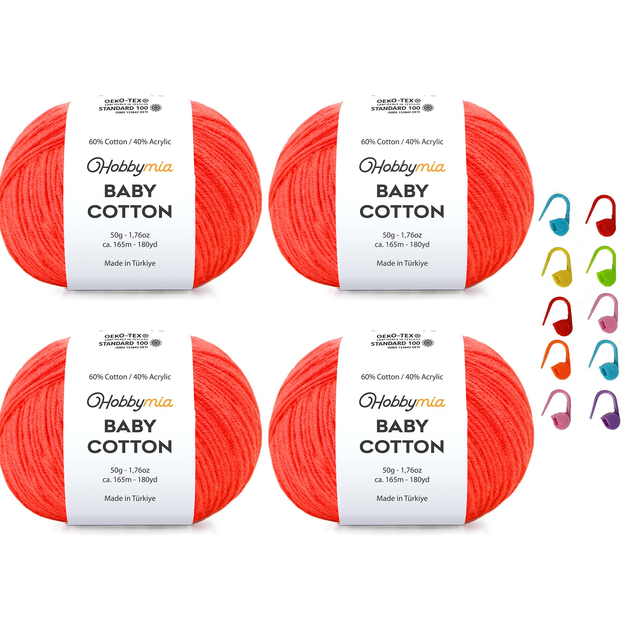 Baby Cotton Blend Yarn – Soft Sport Weight Yarn for Crochet & Amigurumi - 50g/180yds - 60% Cotton 40% Acrylic - Ideal for Baby & Knitting Proj.(Neon Green, 1 Ball) — view 58