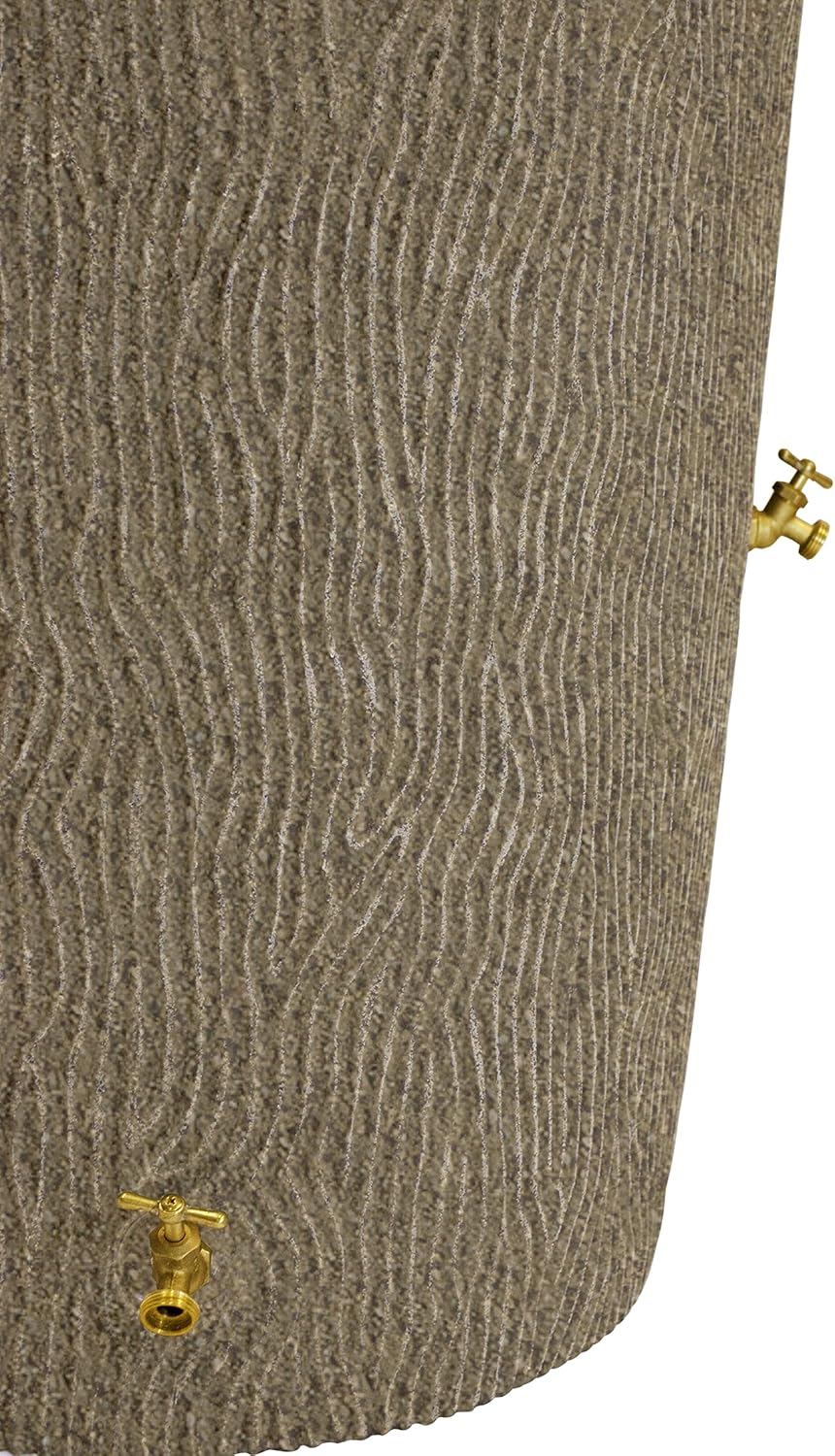 Close-up of dual spigot locations on the rain barrel