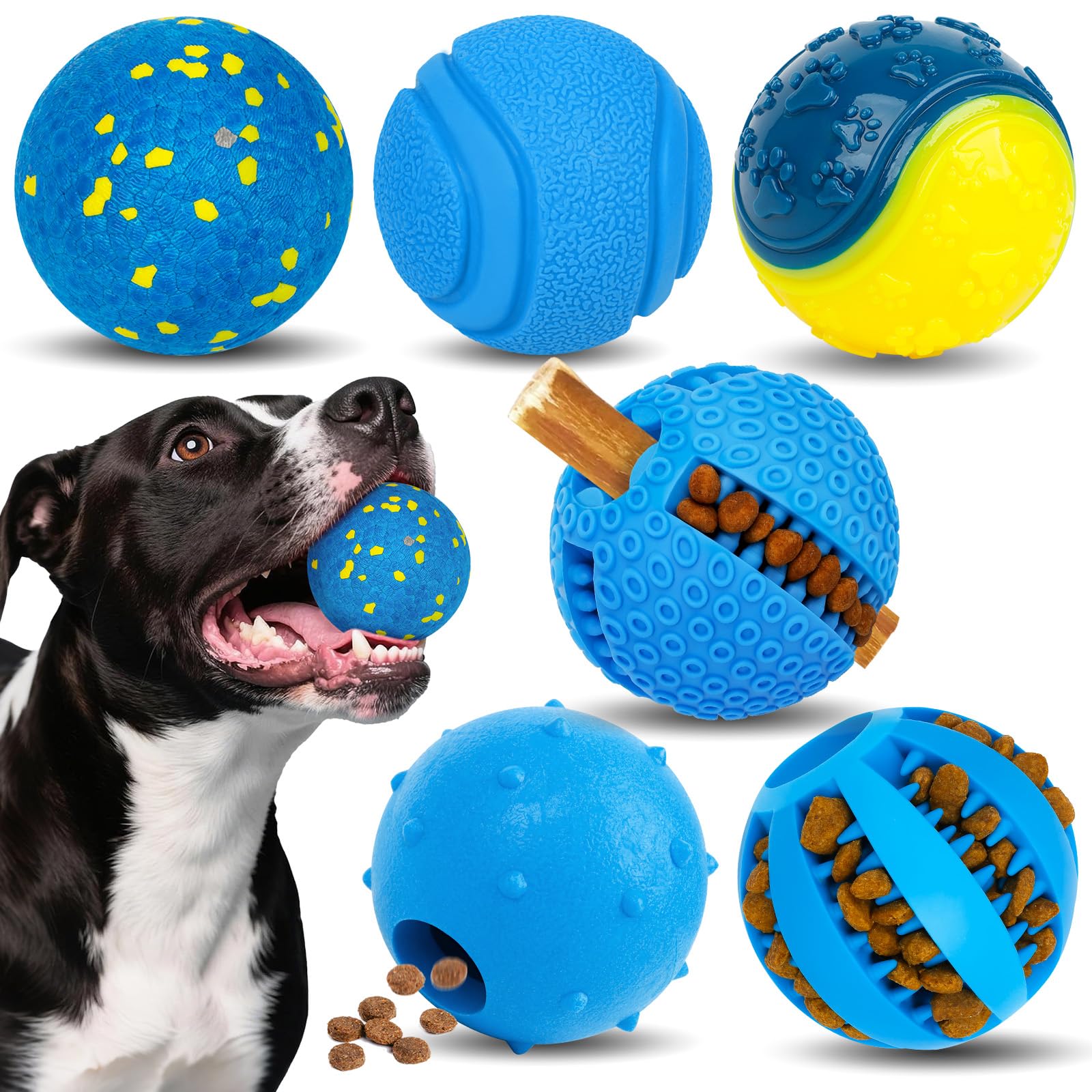 2TRUL Dog Balls 6 Pack, Puppy Toys for Small and Medium Dogs, Interactive Dog Fetch Ball, Squeaky Chew Toys for Teeth/Slow Feeder/IQ Training/Playing, Dog Toys to Keep them Busy