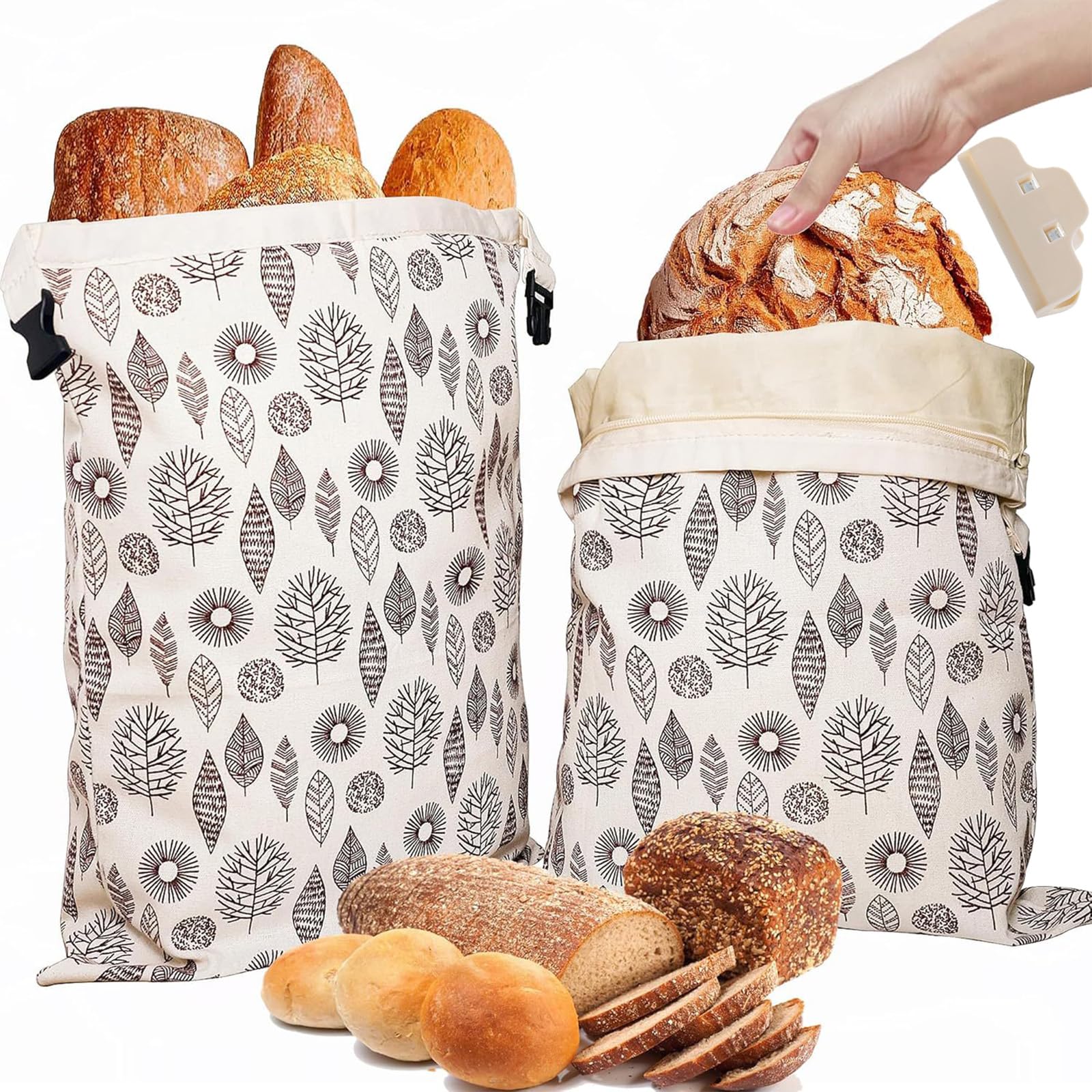 Loafguard Beeswax Bag, Reusable Beeswax Bread Bag, 12X17inch Cotton Bees Wax Bread Bags, Stays Fresh Up To 3x Longer, For Keeping Toaster Loaf Sandwich Fruits Vegetables Fresh (B,1PC)