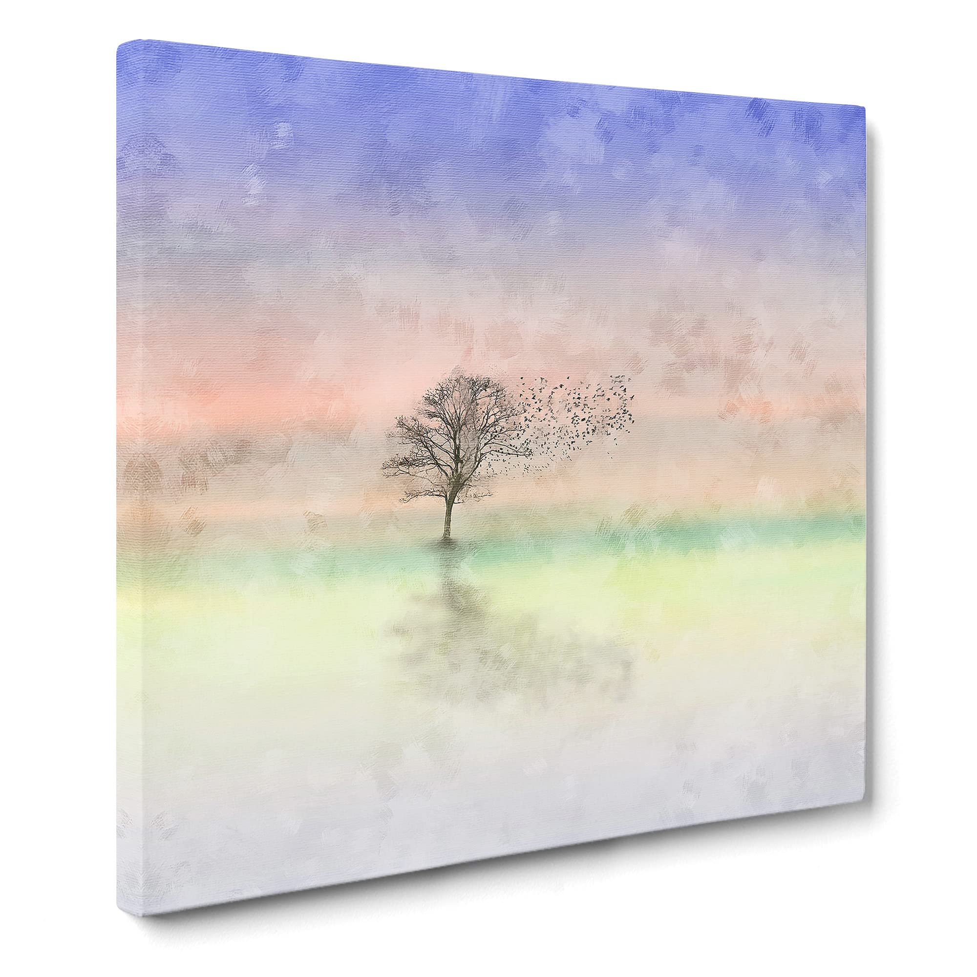 Flock of Birds Leaving the Tree Canvas Print, Mixed, 35L x 35W cm