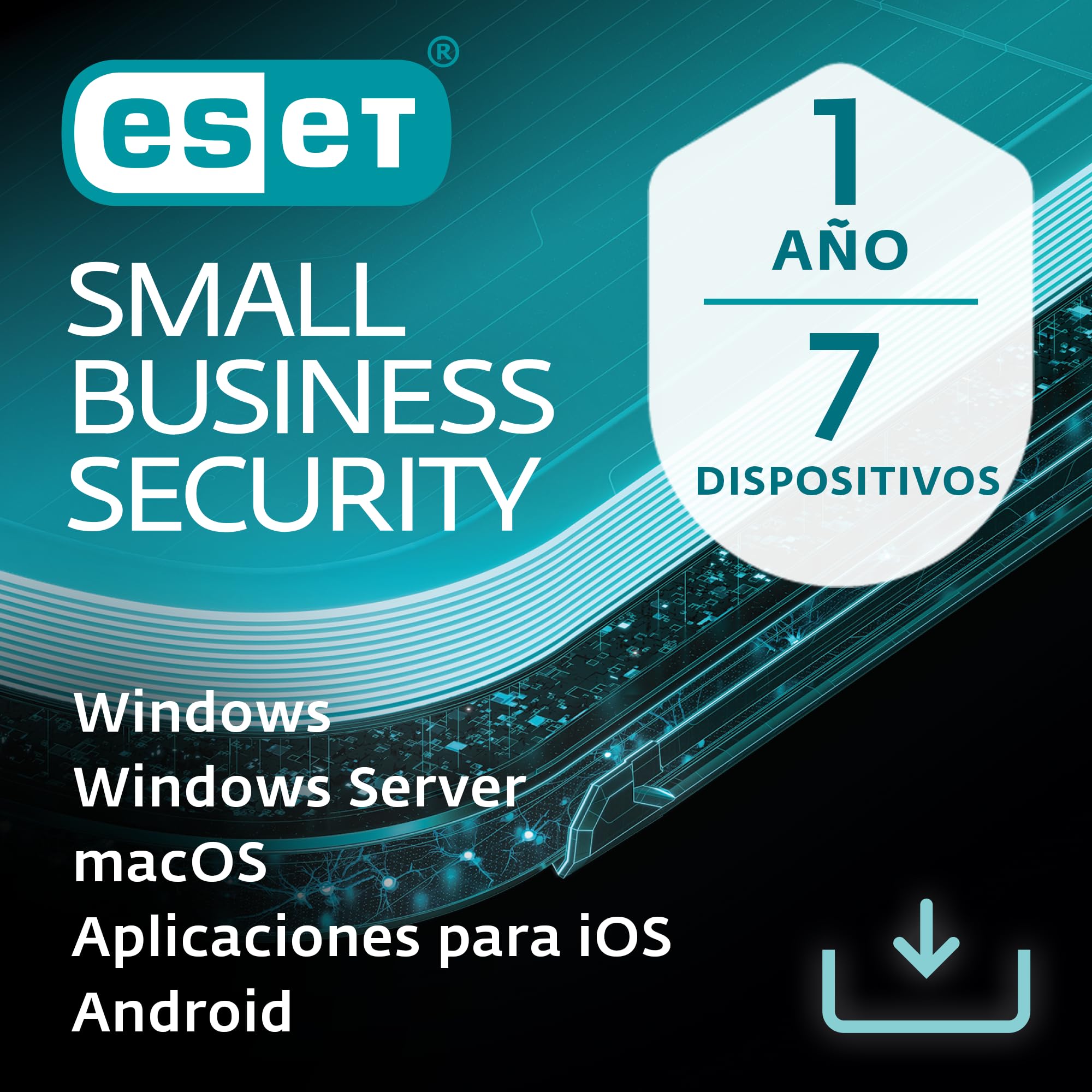 ESET Small Business Security | 7 dispositivos | 1 año | Antivirus, banca segura, navegación segura, cortafuegos, VPN, datos seguros, servidor protegido | Descarga digital