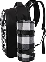 Vista 8 de apollo walker - Mochila para picnic para 2 personas con compartimento refrigerado, soporte desmontable para botella/vino, manta de forro polar