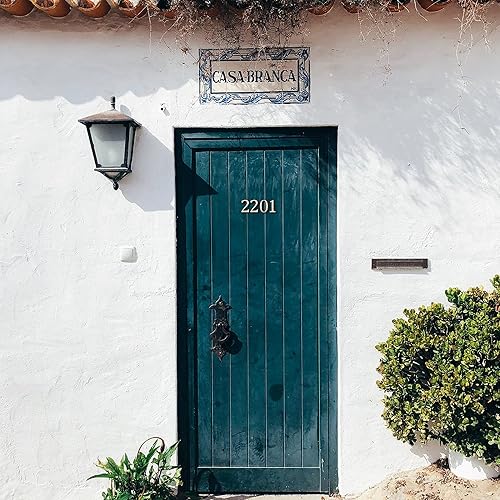 Miniatura 6 de Números de casa, 5.5 pulgadas de hierro fundido de metal único, número de dirección de casa para casas exteriores o puerta delantera, blanco y