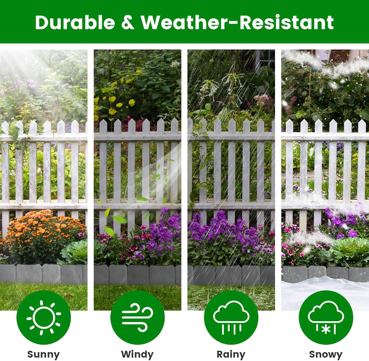 Garden Edging Border, 20 PCS Plastic Garden Edging Stone Look Border Cobbled Stone Effect Lawn Border Edging Decorative Flower Bed Border Set