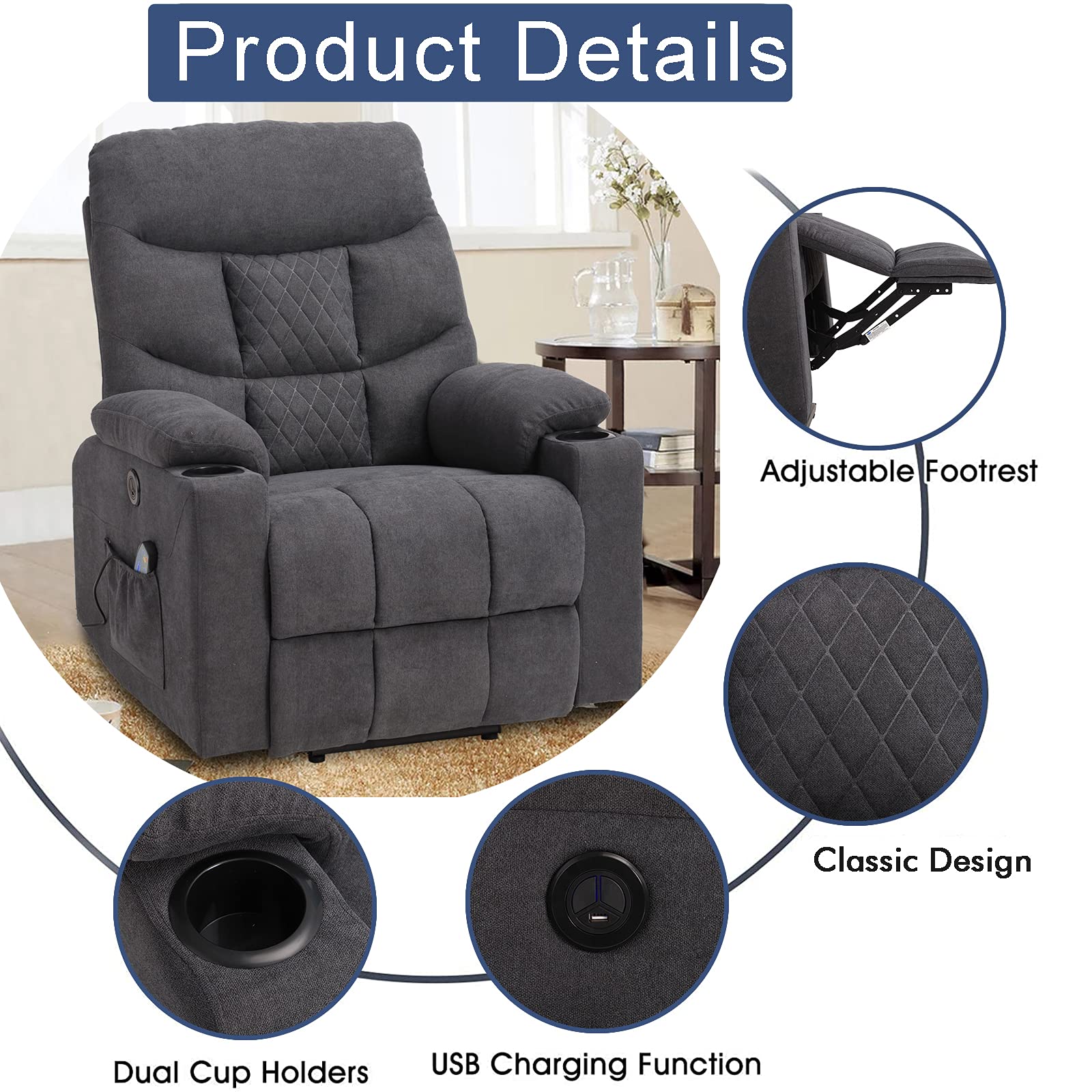 Buy Power Lift Recliner Chairs for Elderly with Massage & Heating