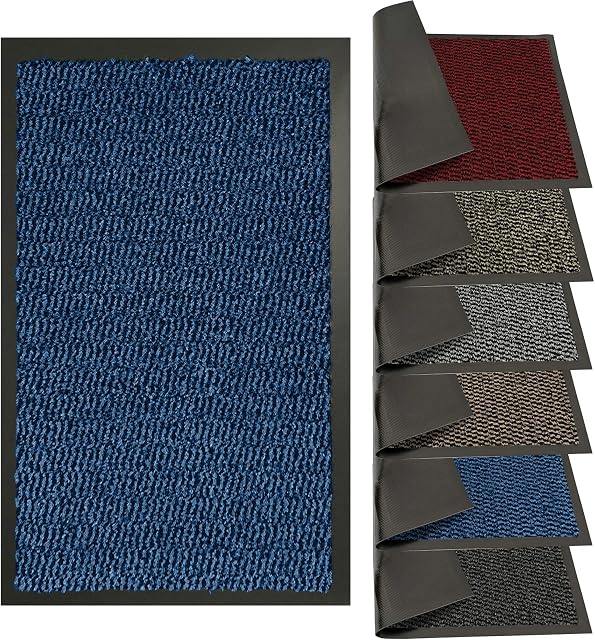 FB FunkyBuys Door Mats Indoor Dirt Trapper for Indoor & Outdoor, Washable Barrier Mat, Heavy Duty Non-Slip Entrance Rug, Shoes Scraper, Super Absorbent Front Door Mat Carpet (Blue, 40 X 60)