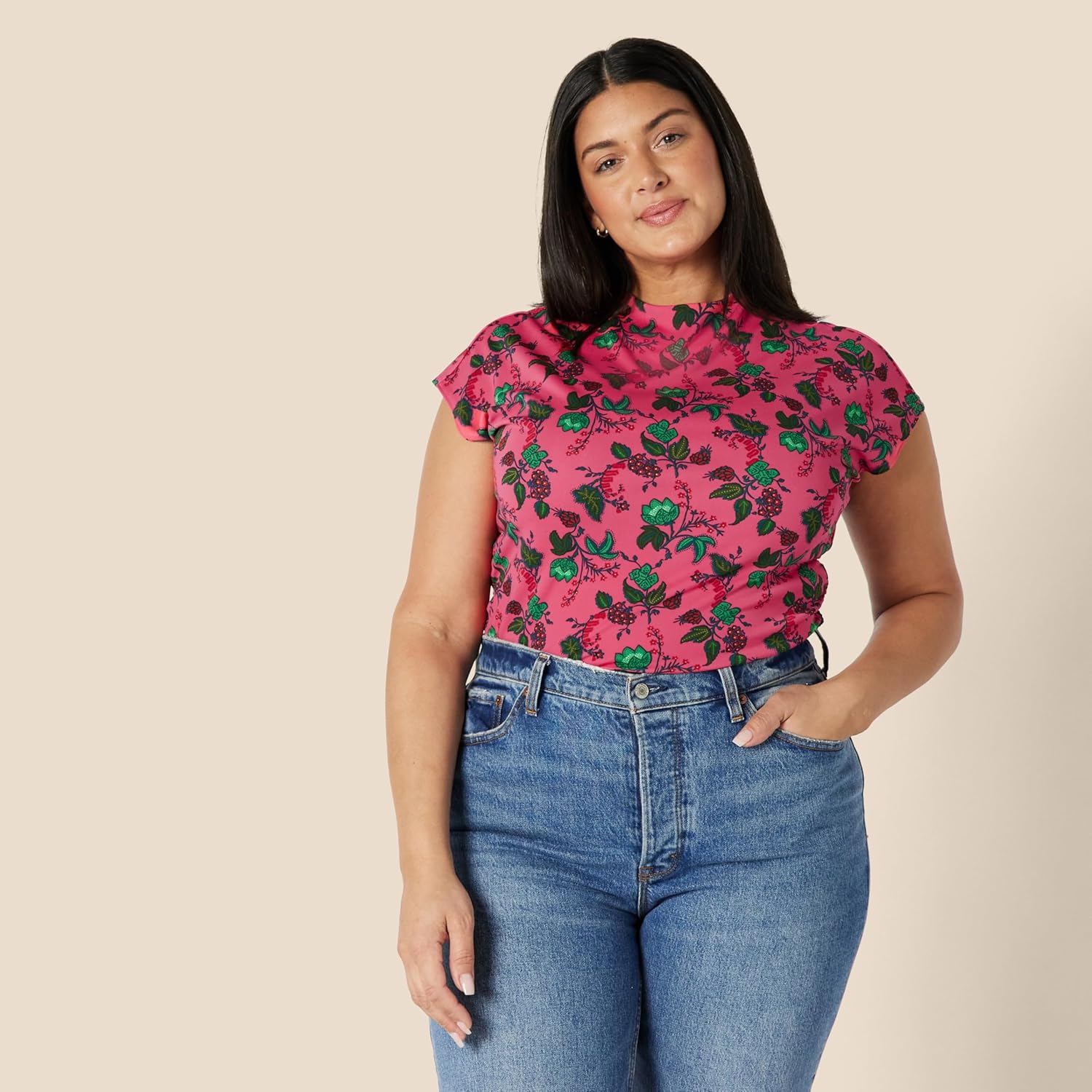 Amazon Essentials Women's Slim-Fit Extended-Sleeve Ruched Matte Jersey Top (Skirt Sold Separately) - Image 5