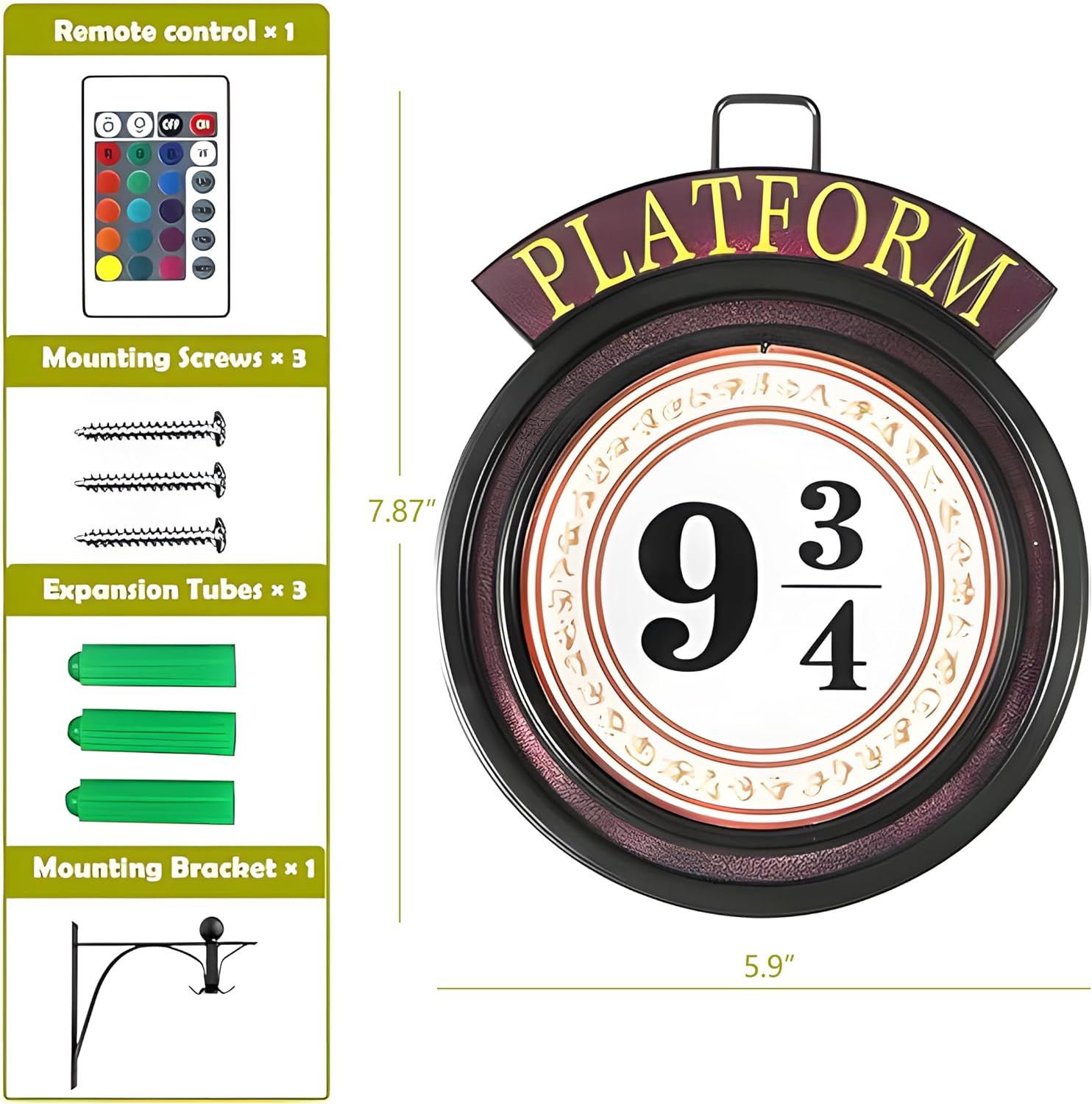9¾ Platform Hanging Night Light Platform 9 3/4 Sign- Remote Control Hanging Wall Lamp Halloween Decorations Holiday Magic Lamp Gift for Movie Fans（Red）