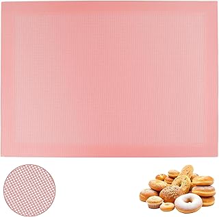 15.7"x11.8" Perforated Baking Mat, Non-Stick Hollow Out Silicone Mat, Reusable Oven Liner for Half Sheet Pan, Making Bread/Pizza/Macaron/Pastry/Cookie (1 Pcs, Pink)