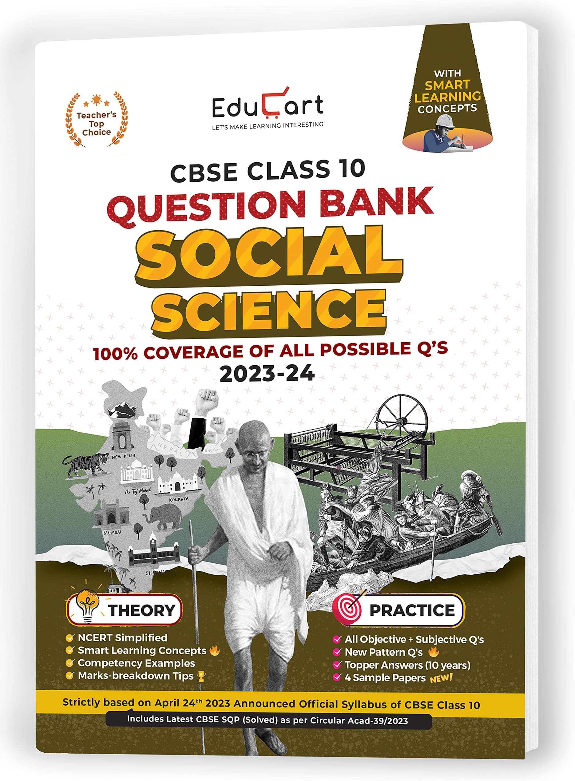 Educart CBSE Class 10 SOCIAL SCIENCE Question Bank 2023-24 (NCERT based reference book 2024)