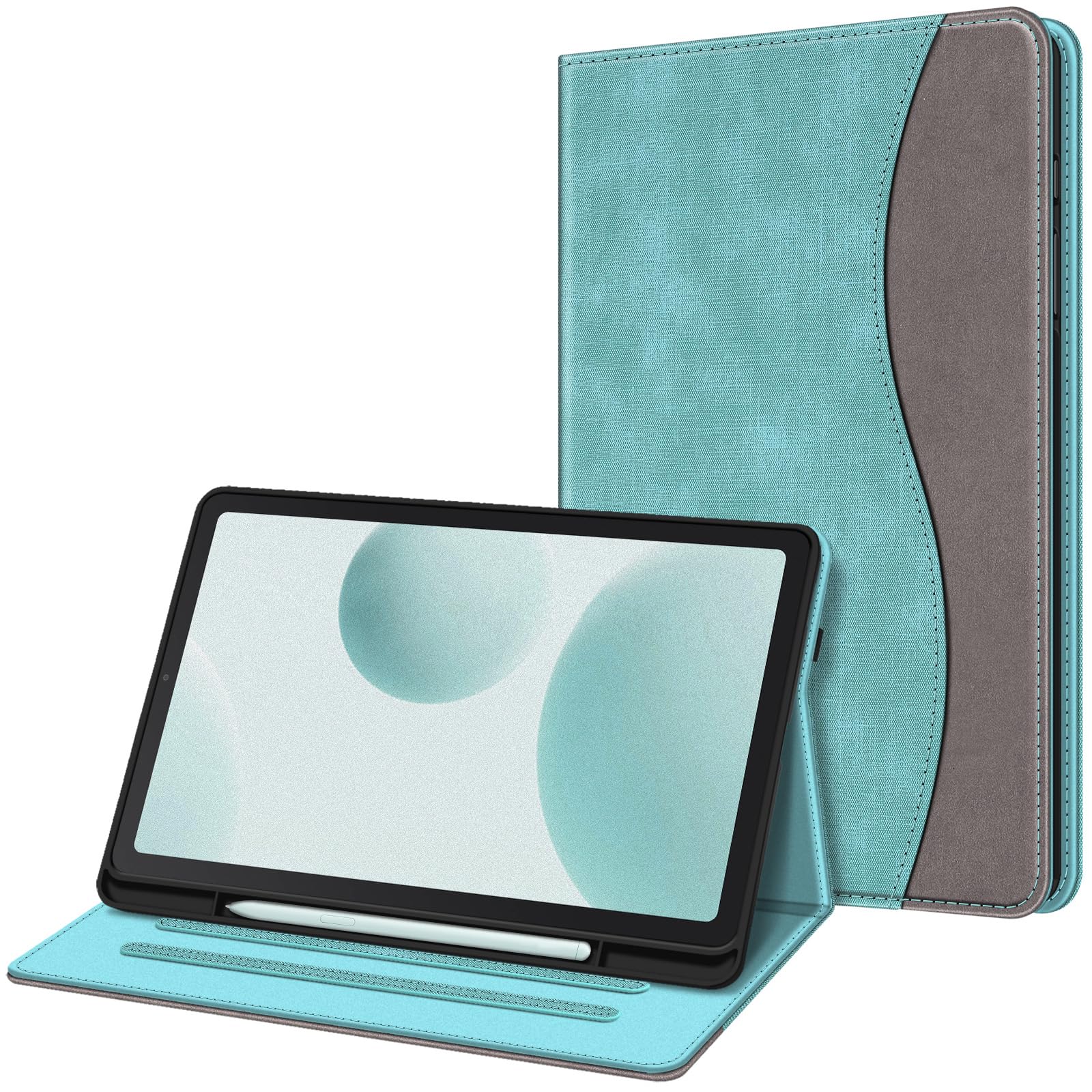 FINTIE Case for Samsung Galaxy Tab S6 Lite 10.4 Inch 2024/2022/ 2020 with S Pen Holder, Multi-Angle Viewing Soft TPU Back Cover with Pocket Auto Wake/Sleep, Denim Turquoise