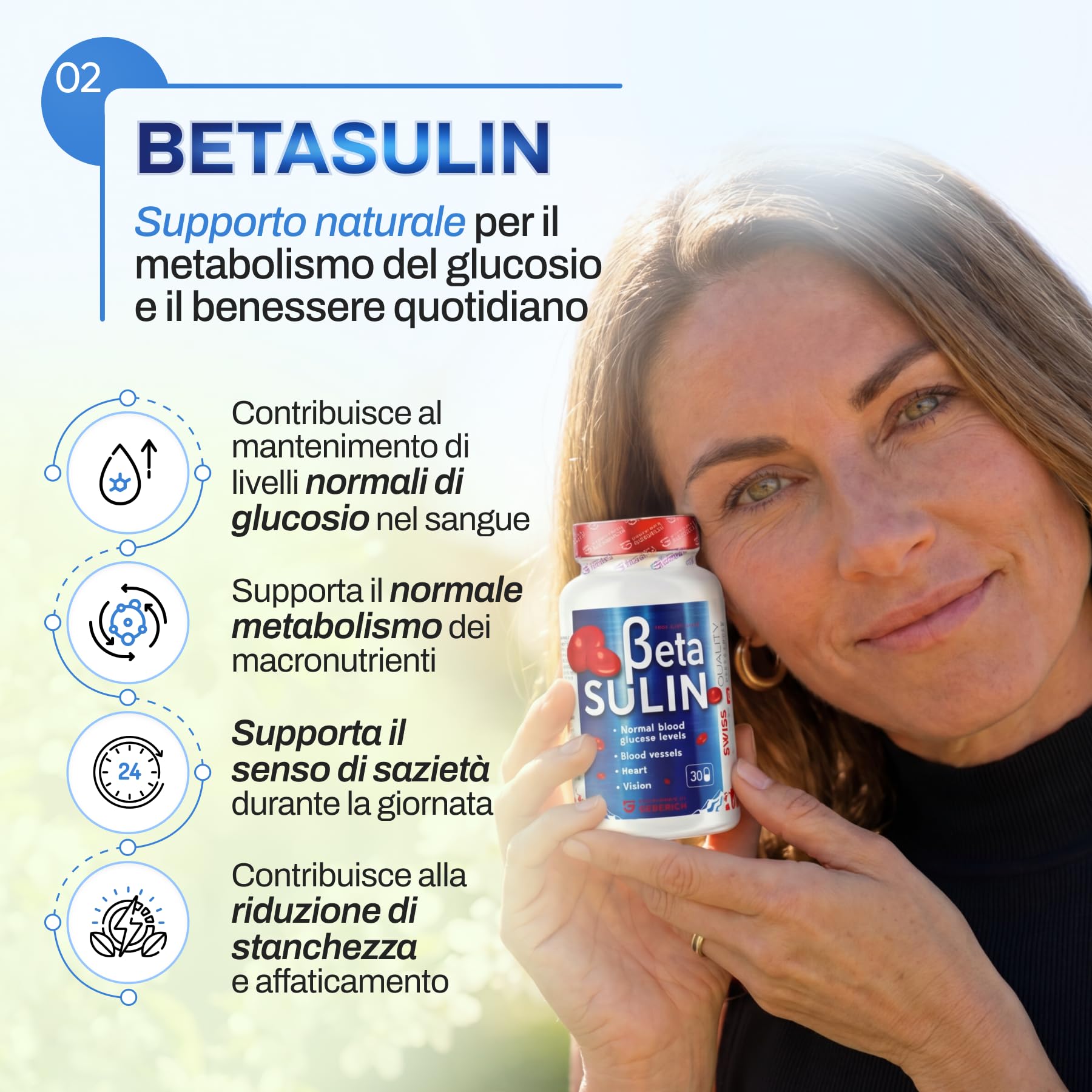 Capsule Betasulin | Estratto di Cannella 300 mg, Caffè Verde 270 mg, Beta-Glucani 210 mg | Mantenimento dei Livelli Normali di Zucchero nel Sangue | 30 Capsule | Integratore Alimentare