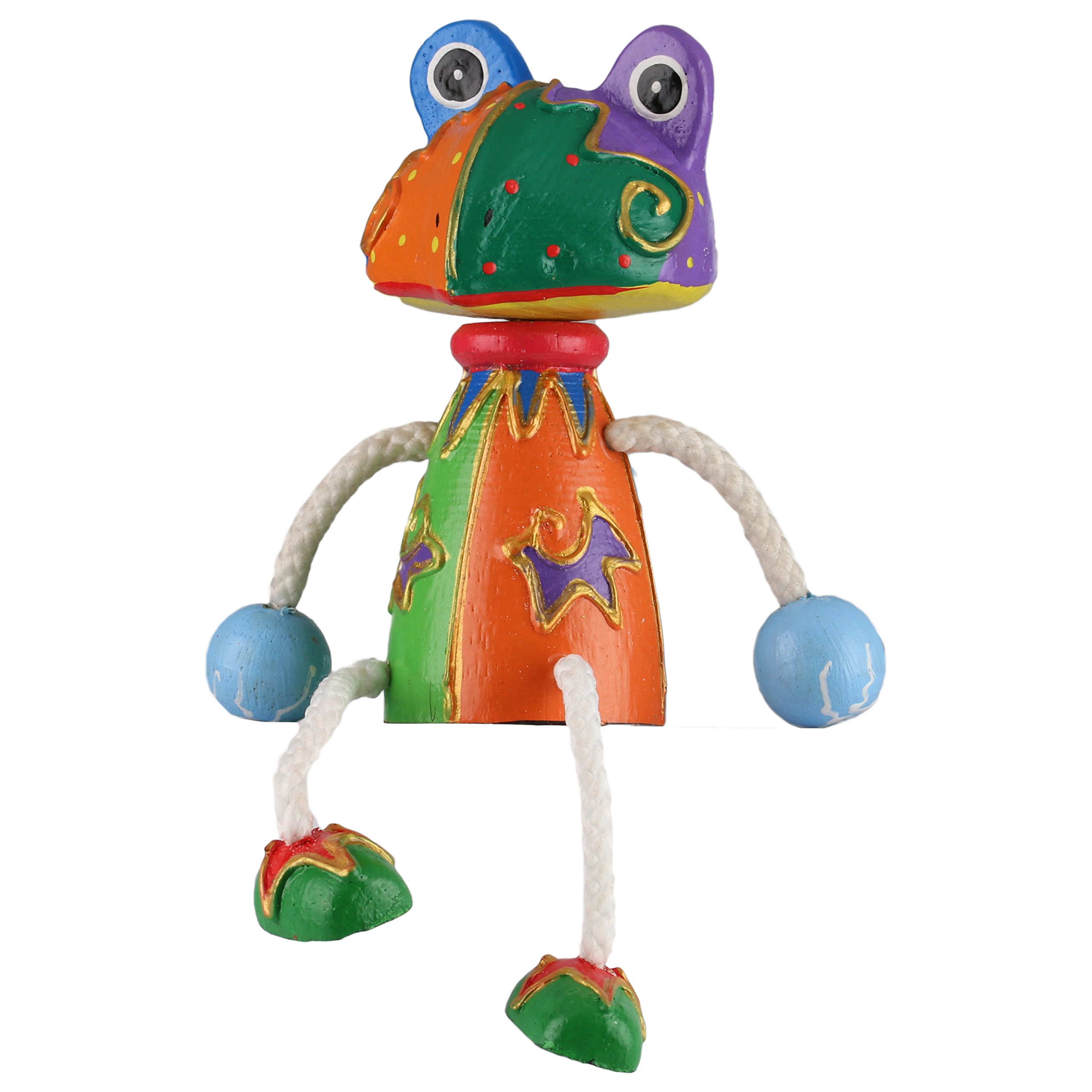 ART-CRAFT Sitztier Frosch aus Holz handgeschnitzt und Hand b