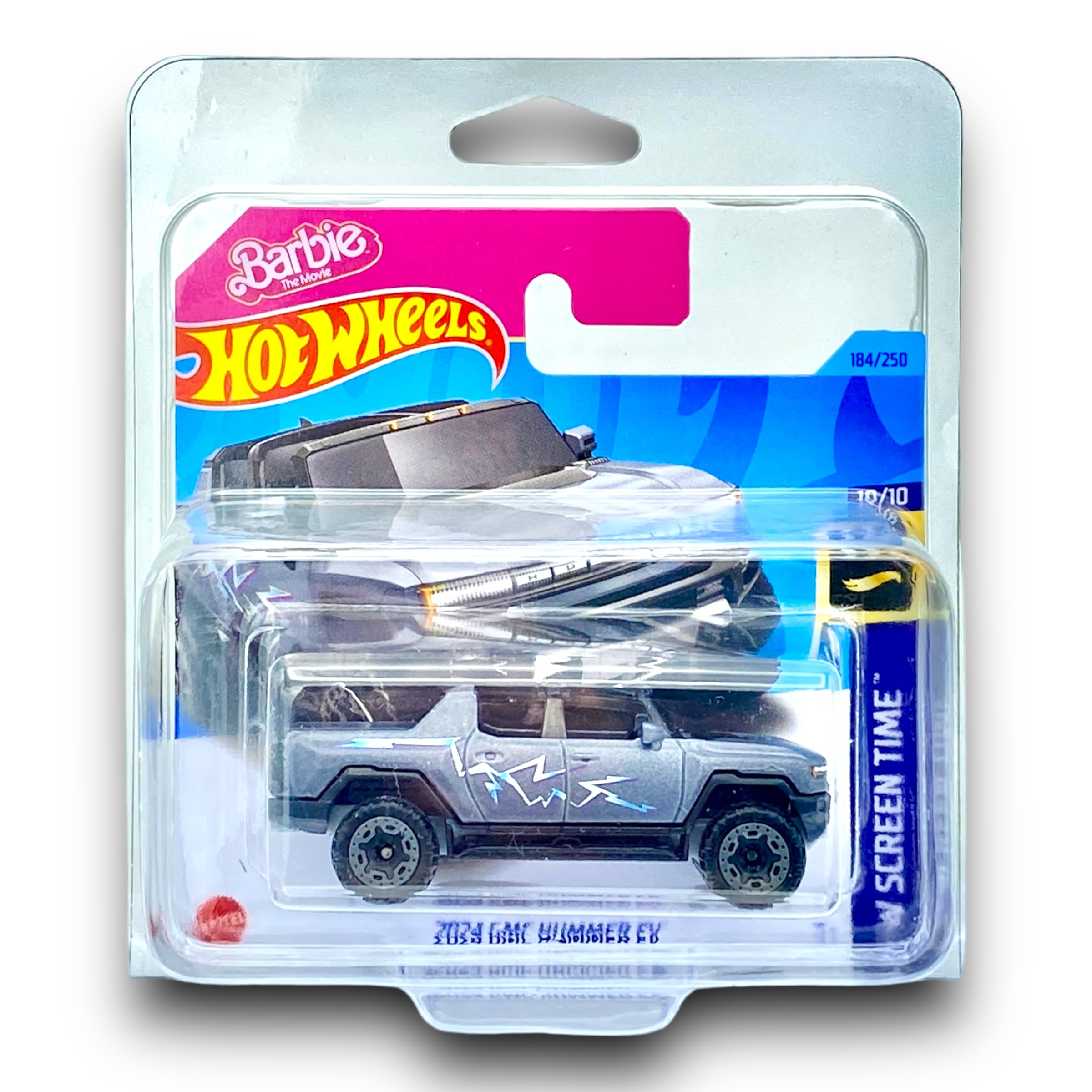 Hot Wheels 2024 GMC Hummer EV (Matt Silver (Barbie - The Movie)) - 10/10 HW Screen Time - 2023-184/250 (Short Card) - COMES IN A KLAS CAR KEEPER PROTECTOR COLLECTORS CASE - HKH13