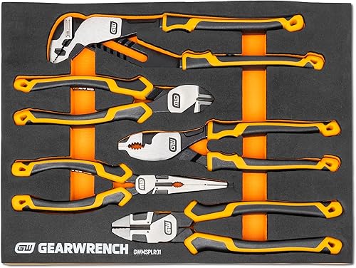 GEARWRENCH Juego de 5 alicates de agarre acolchado PITBULL en bandeja de almacenamiento de espuma - GWMSPLR01