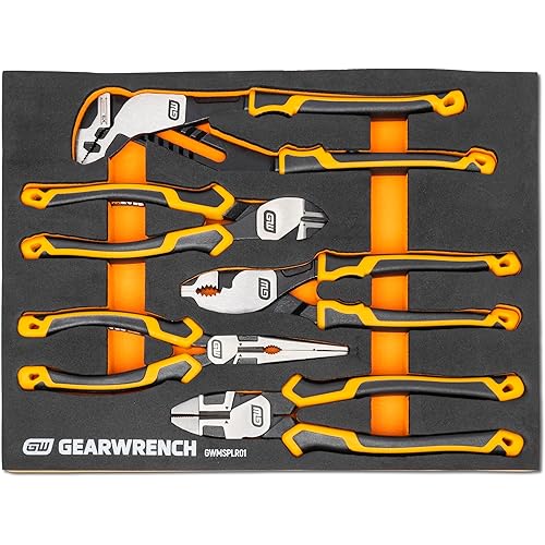 GEARWRENCH 5 Piece PITBULL Cushion Grip Pliers Set in Foam Storage Tray - GWMSPLR01