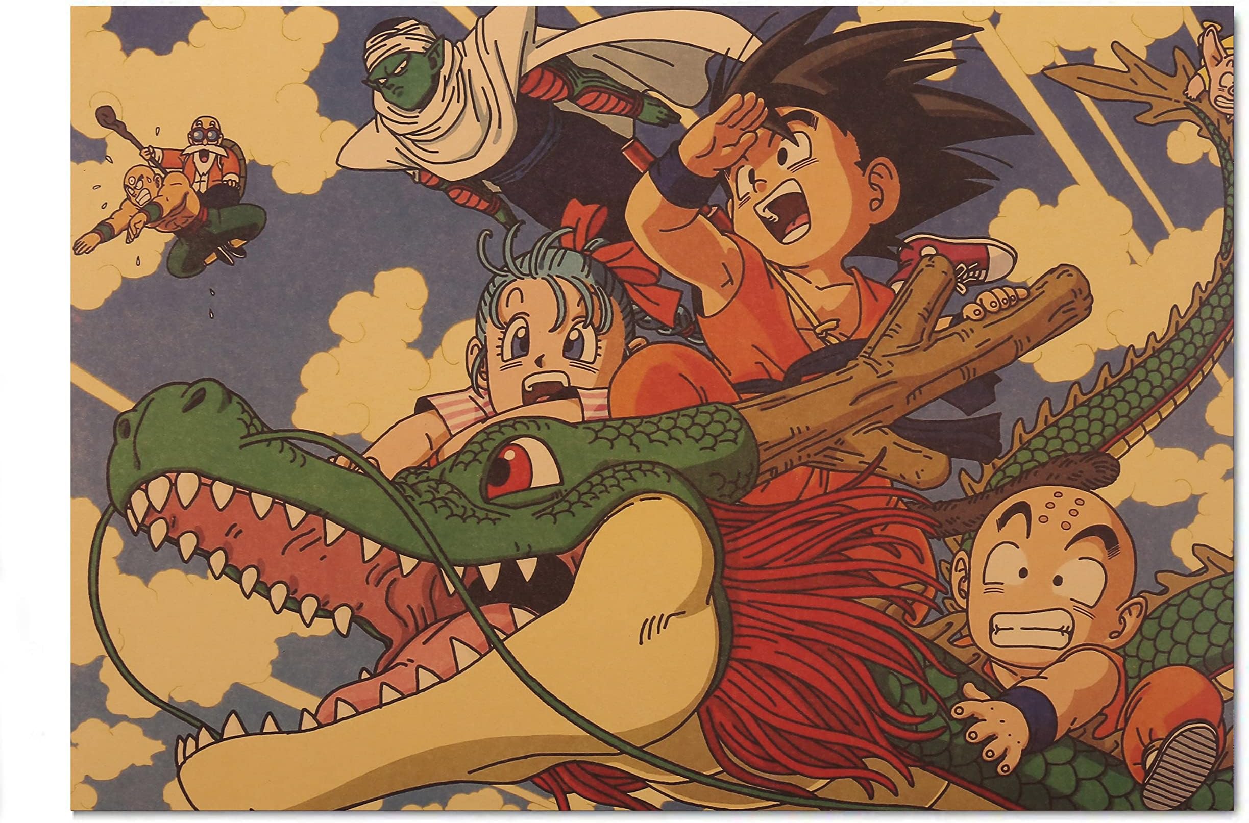 Vintage Young Goku Poster Retro 20 x14 Inch Unframed Dbz Goku Poster Kraft Paper Dragon Ball Z Light Up Poster Wall Scroll Goku Japanese Anime Poster Dragon Ball Posters Under 10 Dollars