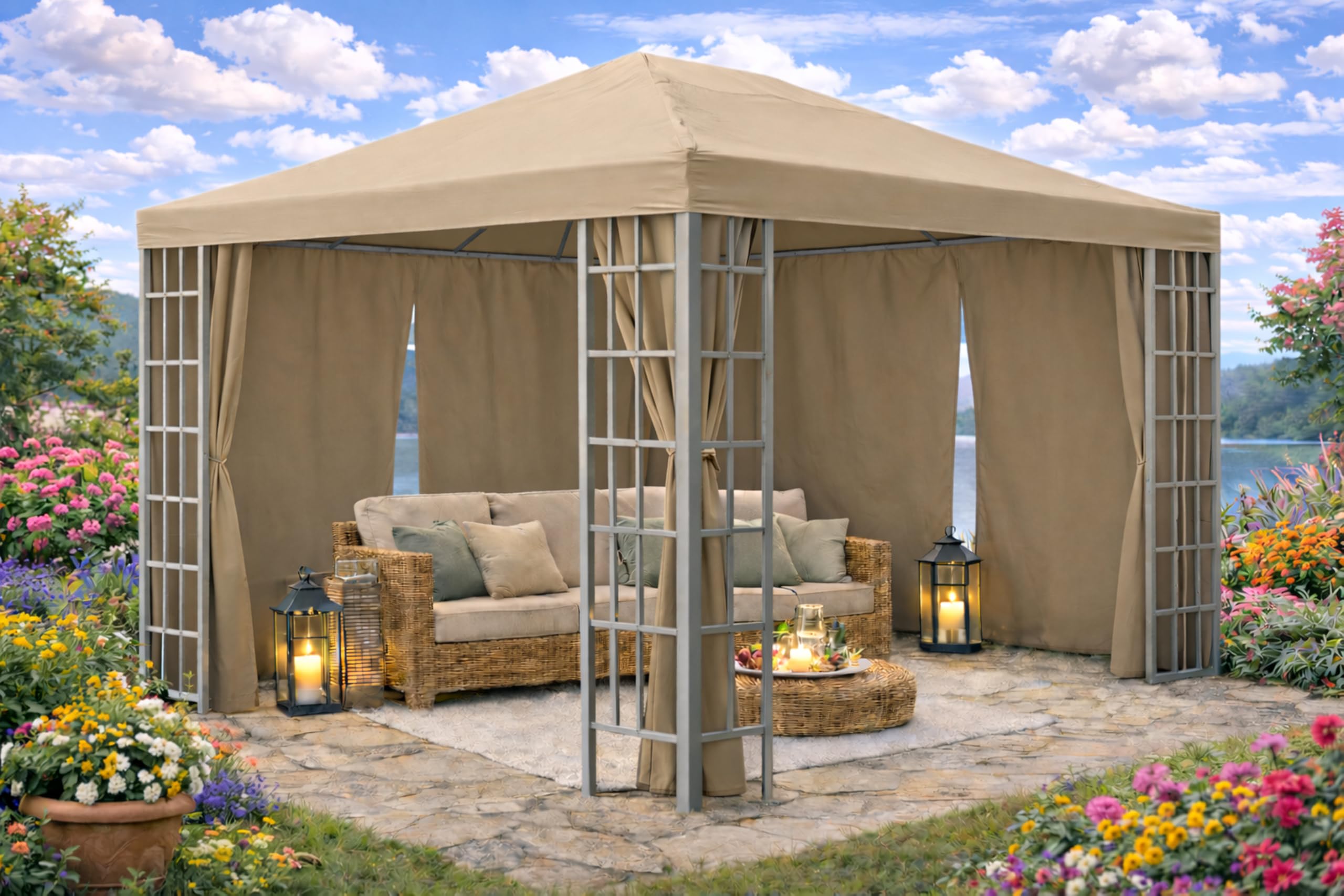 Quick-Star Toit de Rechange pour pavillon de Jardin 3 x 4 m