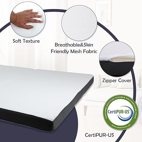 Miniatura 5 de Folding Mattress,Tri Fold Memory Foam Mattress,Portable Foldable Mattress Topper with Washable Cover,Non-Slip Bottom for Camping,Guest