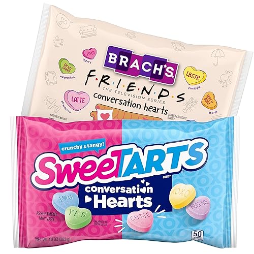 Miniatura 1 de Friends Conversation Hearts de 8.5 onzas y corazones de conversación afrutados de 10 onzas  Día de San Valentín 2024 Dulce dulce agrio  Paquete