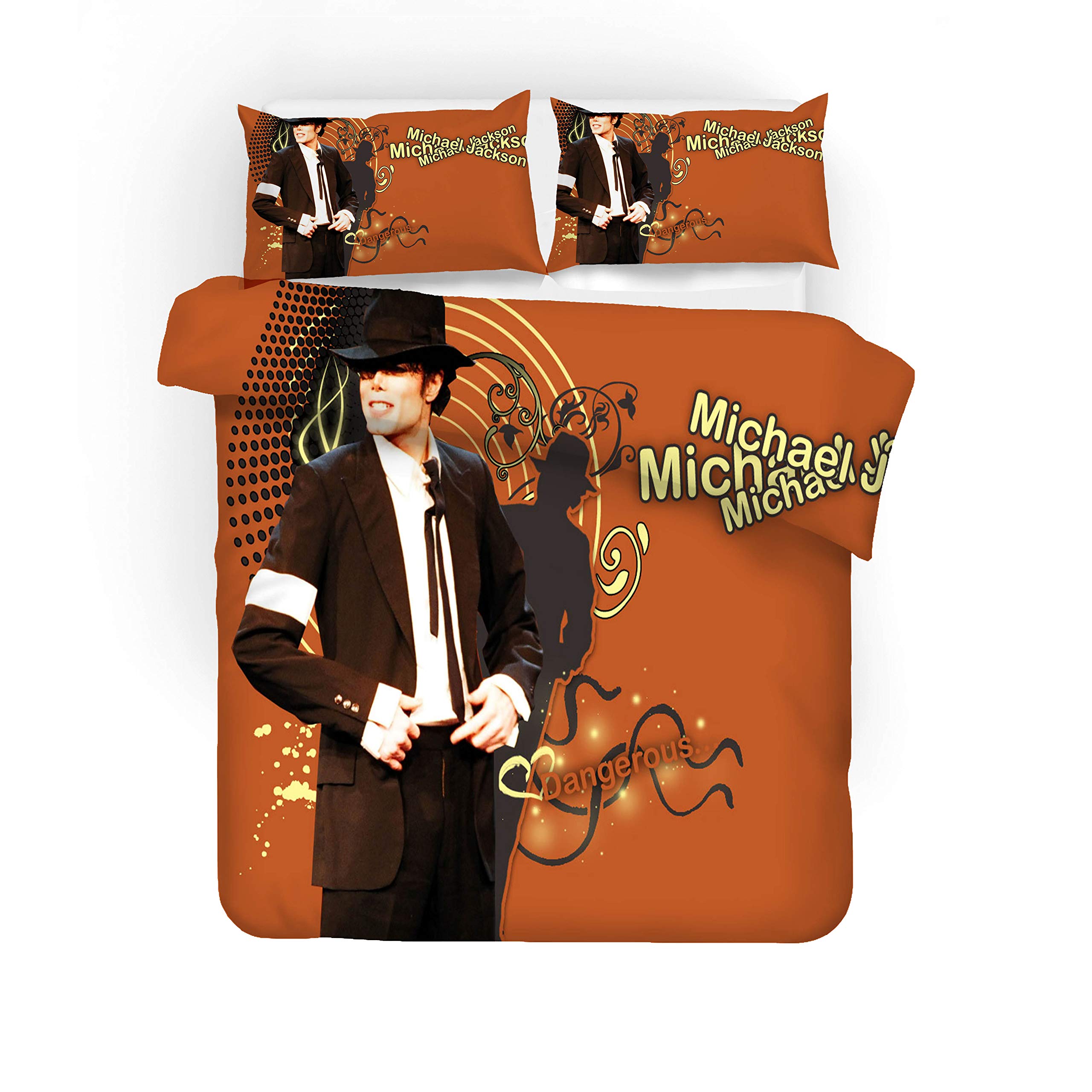 Nichiyo 1 Michael Jackson Bed Linen Set - Duvet Cover And Pillowcase, Microfibre, 3D Digital Print Three-Piece Bedding (Duvet Cover + Pillowcases) (, Single 35 X 200 Cm)
