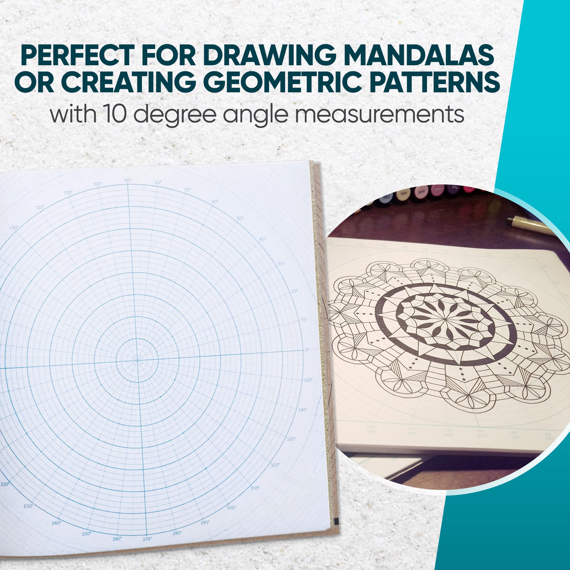 Koala Tools - Circular Grid Sketchbook with Polar Coordinate Graph Paper,  Polar Grid for Circular Designs, Mandala, and Geometric Patterns, 8.5 x 8.5  inches, 60 pages - Pack of 3 : Office Products - Amazon.com