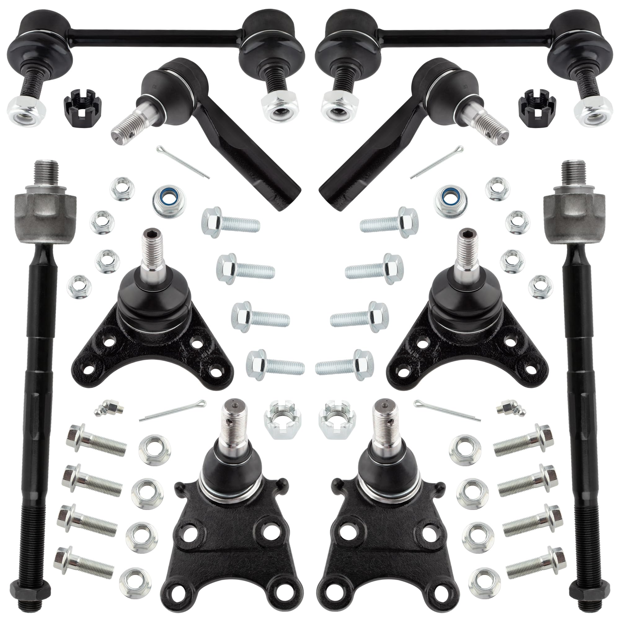 YMAUGP 10PCS Front Upper Lower Ball Joints Inner & Outer Tie Rods Sway Links Kit for Chevrolet Colorado for GMC Canyon 2006-2012 for Isuzu I-370 2008 RWD w/Coil Spring Suspension 16mm Tie Rod Threads