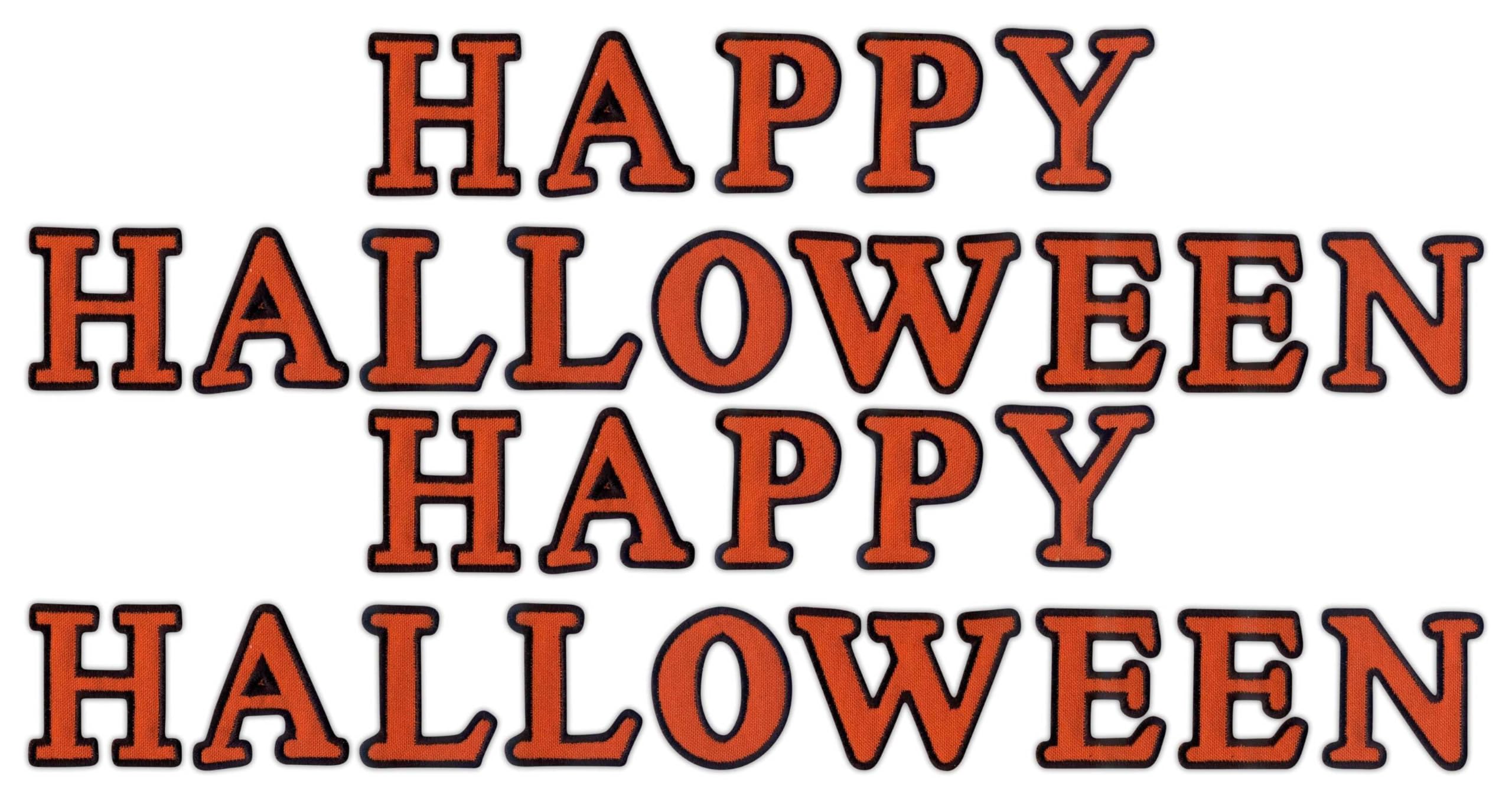 Set di due toppe ricamate con scritta "Happy Halloween" (lingua italiana non garantita)