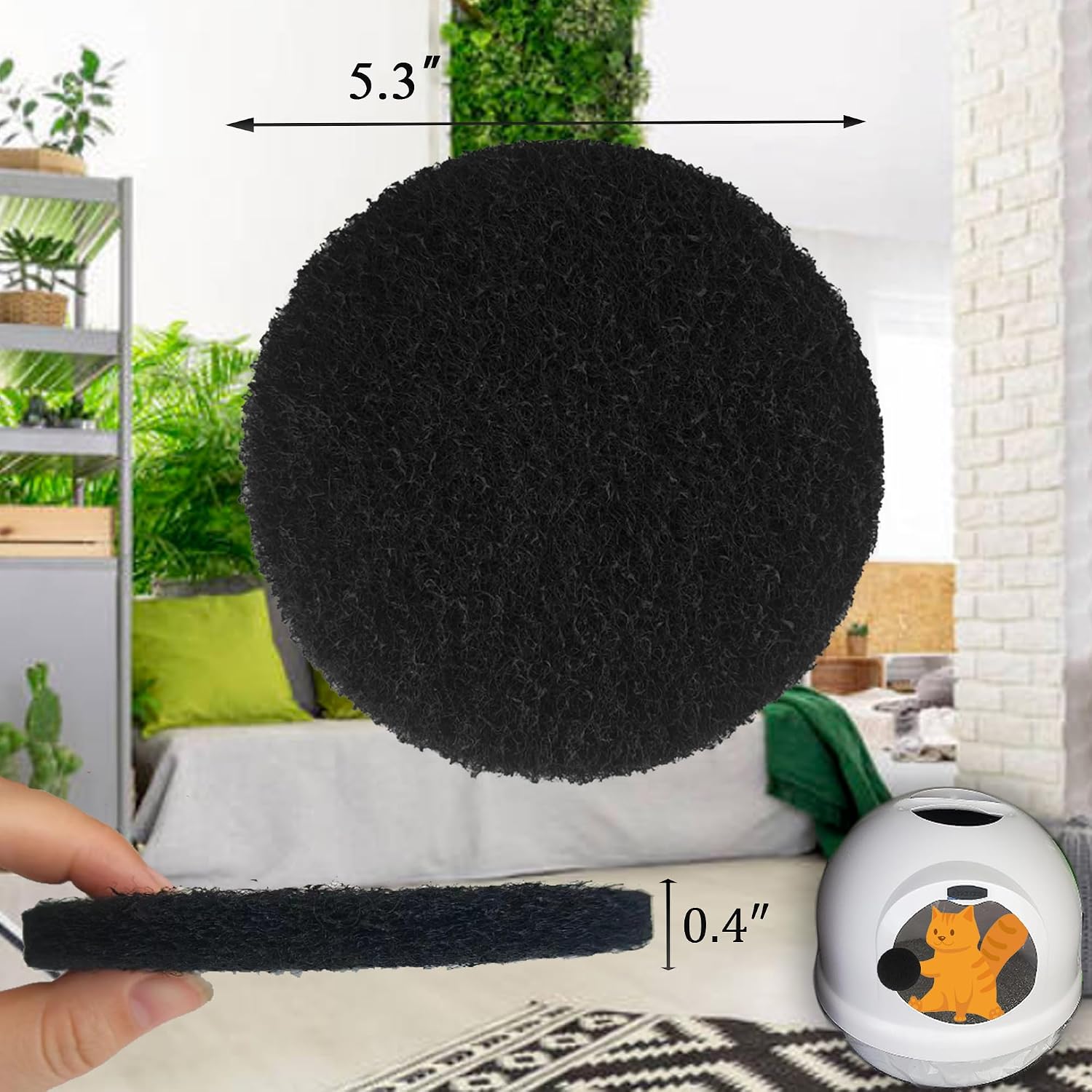 PurifyLogix 6 Pack Cat Litter Box Replacement Filters Compatible with Petmate Booda Dome Cat Litter Box – Activated Carbon Charcoal Filters to Absorb Odors and Control Damp for Keeping Fresh