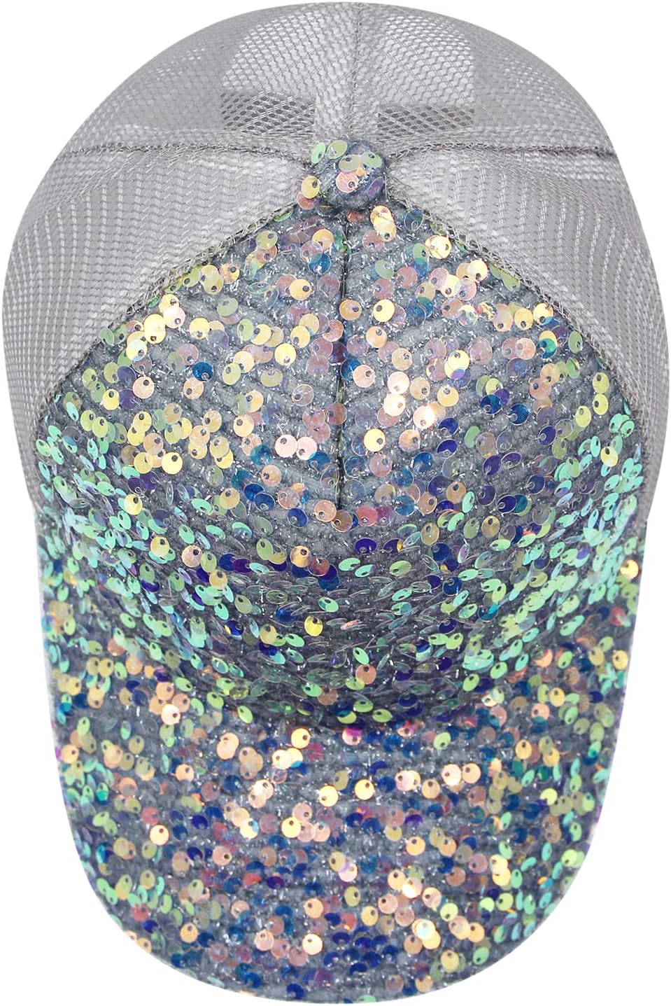 BOLLEY JOSS Sequin Ponytail Baseball Cap for Women Girls Velcro Ponycap Adjustable Mesh Trucker Hat - Image 8
