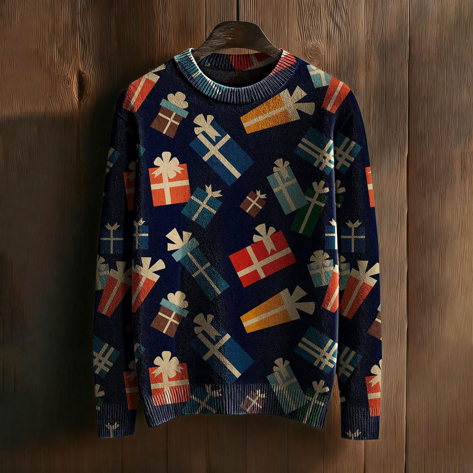 Maglione invernale da uomo, in cotone, caldo, maglione natalizio da uomo, 3 pezzi, casual, a maglia, morbido, senza cappuccio, per feste di Capodanno, maglione di lana