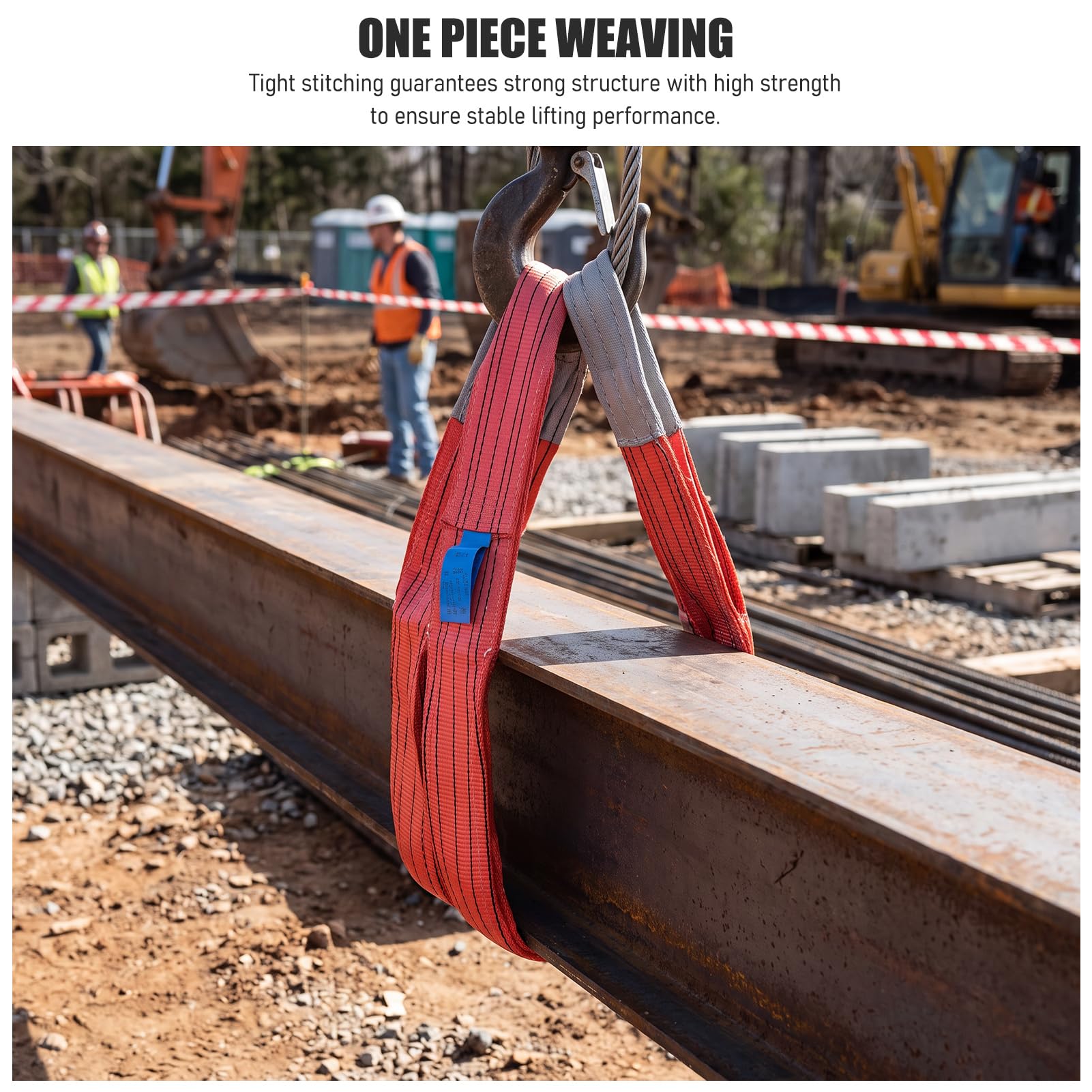 lingue de Levage Plate Robuste 5T, Sangle en PES Haute rsistance de pour grement de Grue, Construction, Machines, Transport (2m)