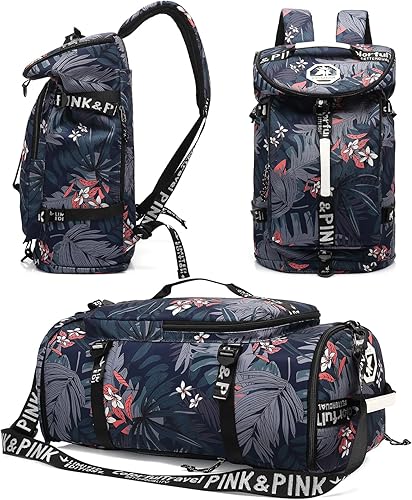 Miniatura 1 de Bolsa de lona floral para gimnasio, mochila de lucha libre, con compartimento para zapatos, 4 tipos de método trasero, impermeable, deportes,