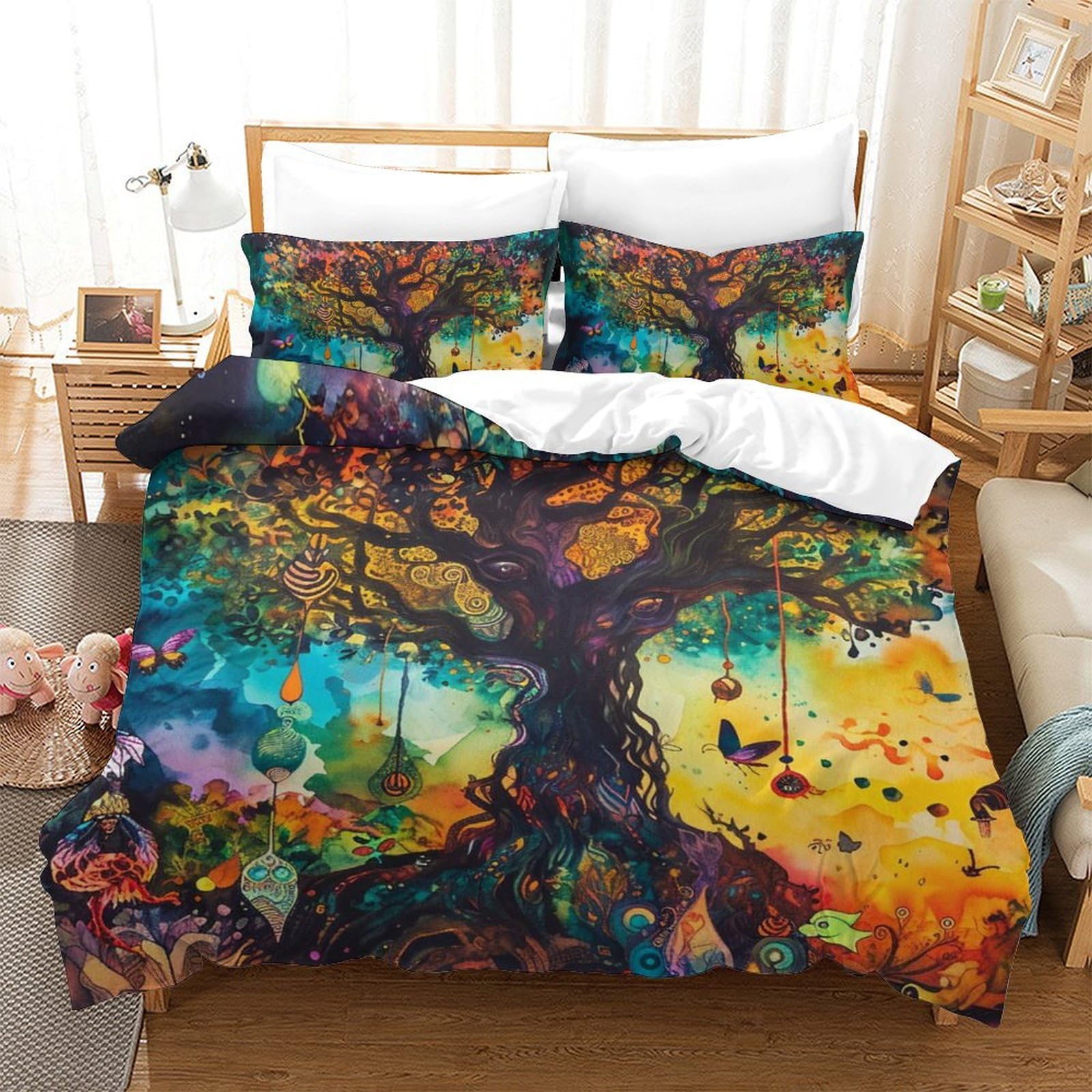 Parure de lit Arbre de Vie 3D infroissable et douce contre la transpiration nocturne