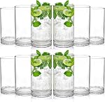 17 Oz verre en plastique de boisson Ensemble de 12, Verres acryliques Tumblers Coupes Lave-vaisselle Coffre-fort, coupe en plastique réutilisable, verre haute boule incassable, sans BPA, verre à cocktail de jus d'eau à usage quotidien