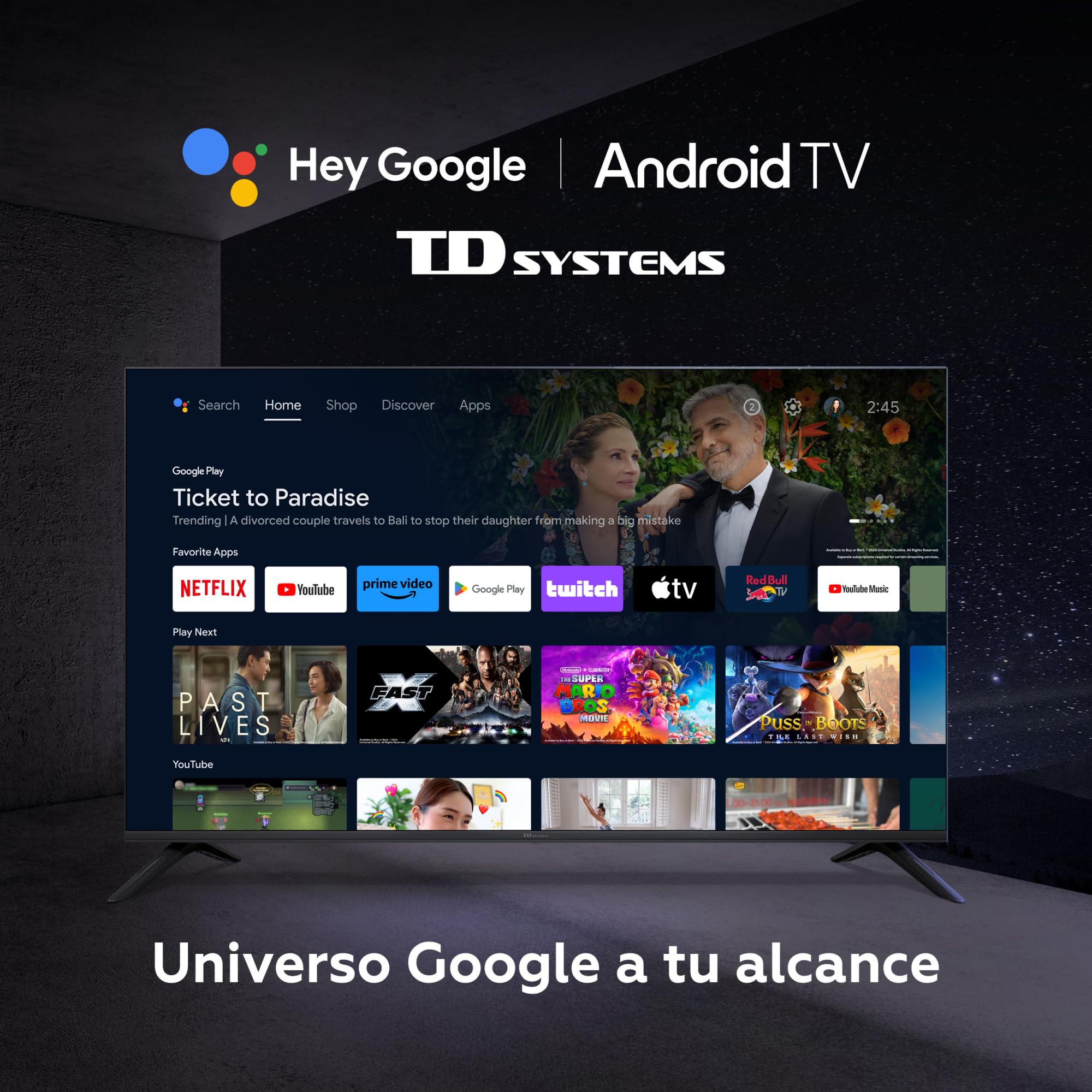 TD Systems - Smart TV 55 Pulgadas 4K Android 11, Control por Voz, televisión TDT HD. Televisor con 3 años de Garantia - PRIME55C14S