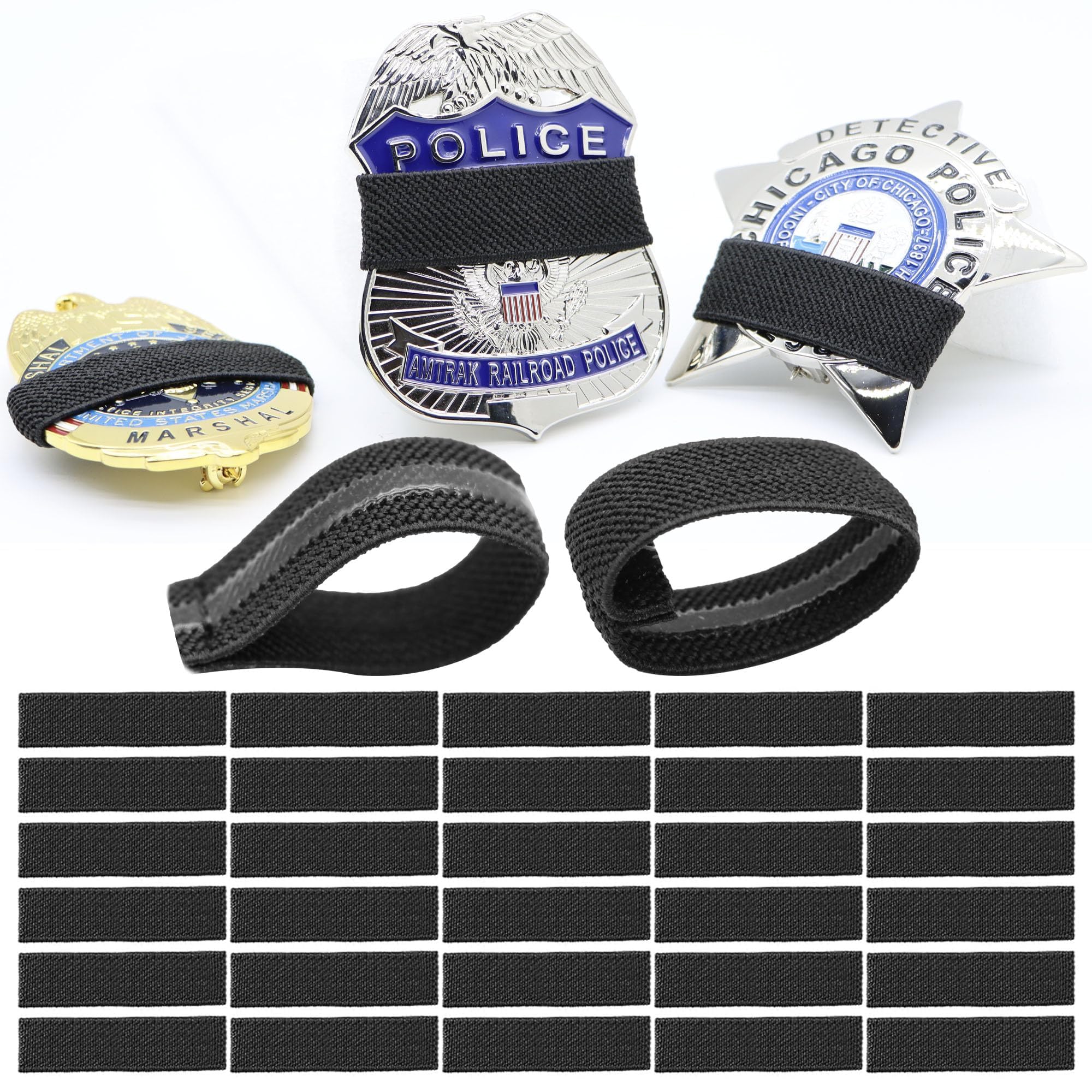 LUTQ 50 Packs Pay Tribute Mourning Bands for Badges - Black With Non-Slip Silicone Inner Lining for Police & Law Enforcement - Respectful Memorial