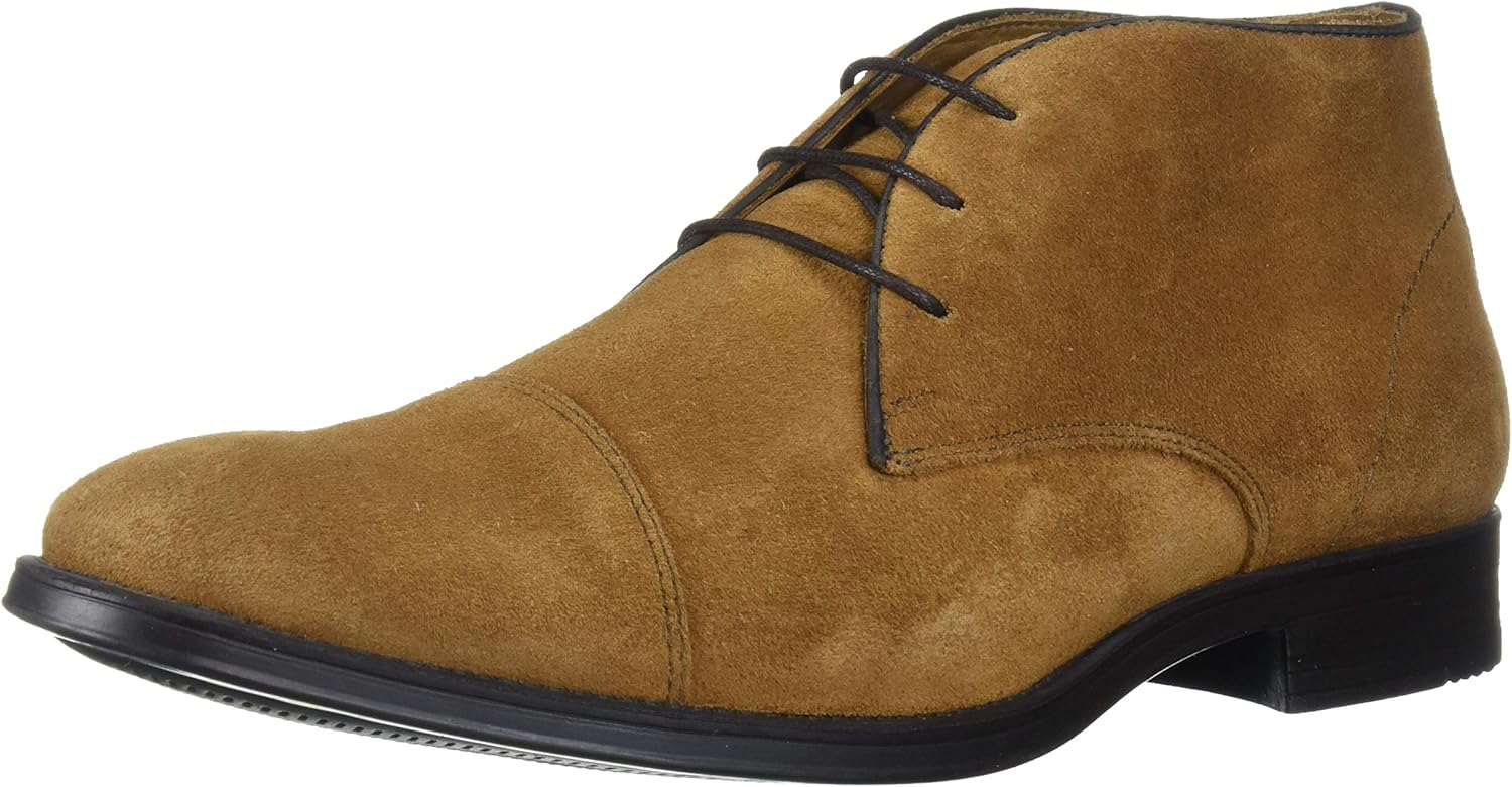 Driver Club USA Men's Geuine Leather Boot with Captoe Detail Ankle, Tan Suede, 12 M US