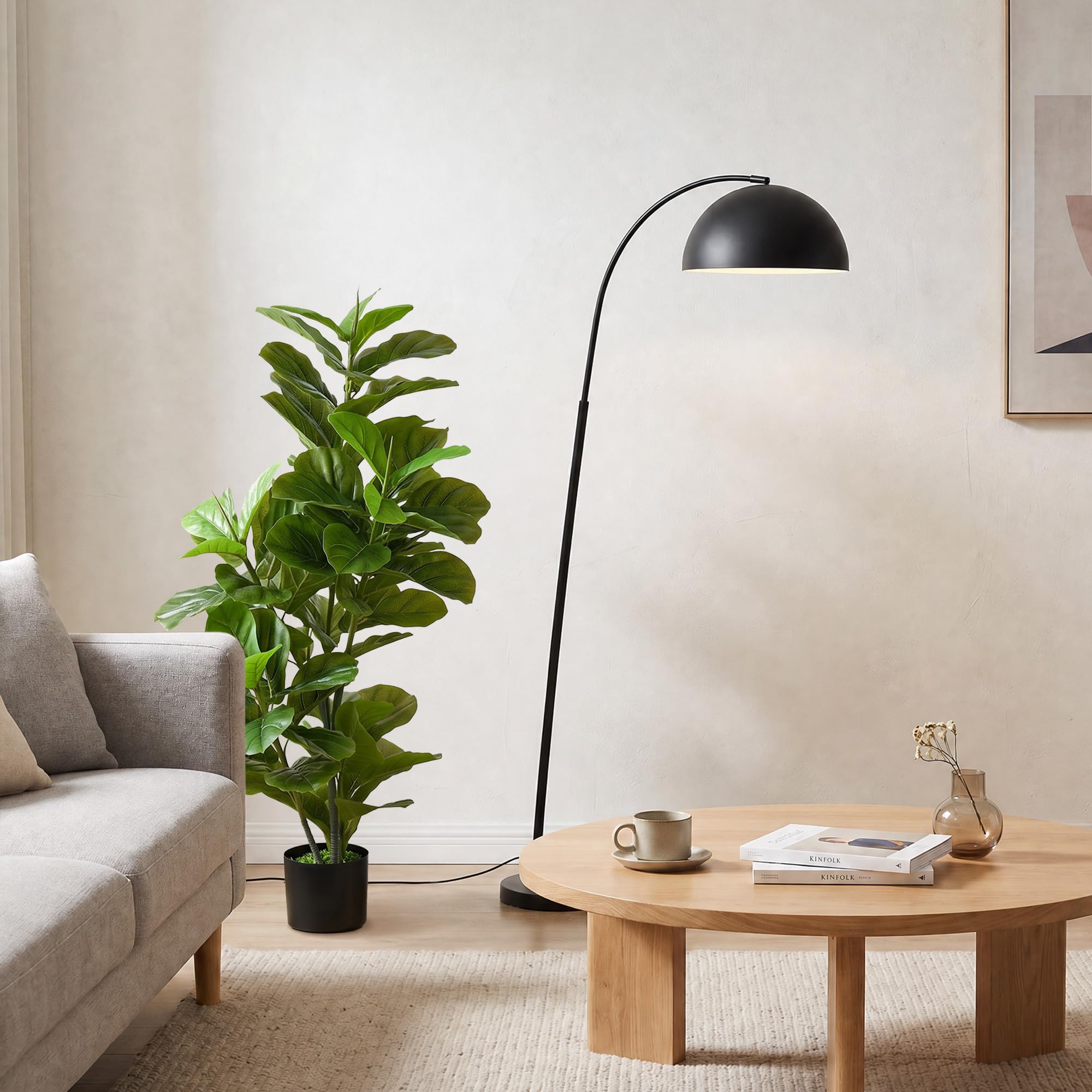 HOMCOM Planta Artificial Decorativa 110x15 cm Árbol Artificial de Ficus con 90 Hojas y Maceta para Interior Decoración para Sala de Estar Oficina Verde