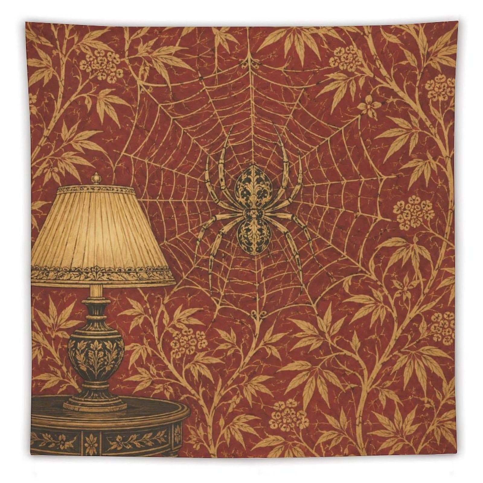 W7C8U2X3 Spiderweb Lamp Room Wall Tapestry, Fantasy Illustration, Entryway