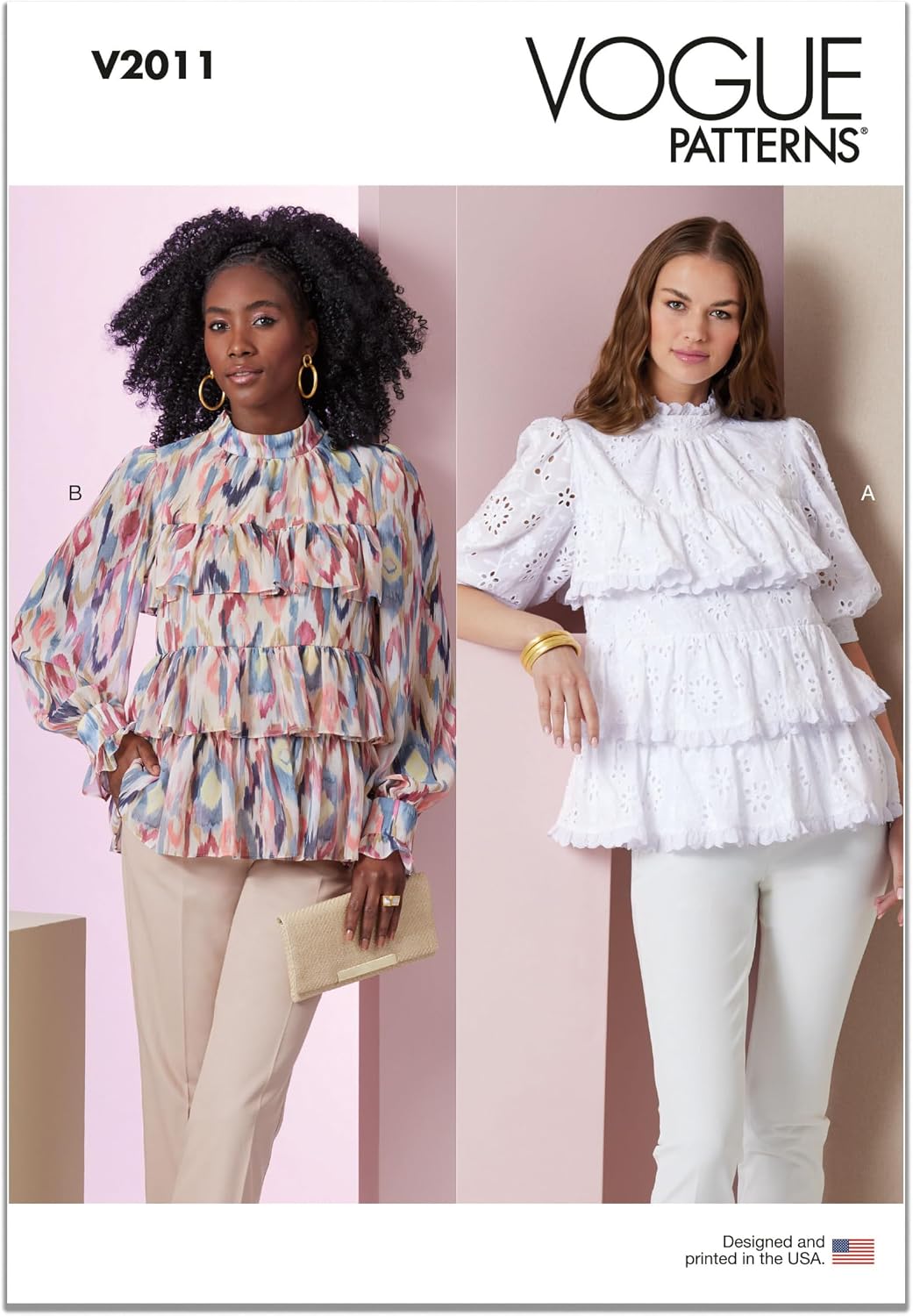Vogue Misses' Loose-Fitting Baby Doll Top Sewing Pattern Packet, Design Code V2011, Sizes 18-20-22-24-26, Multicolor