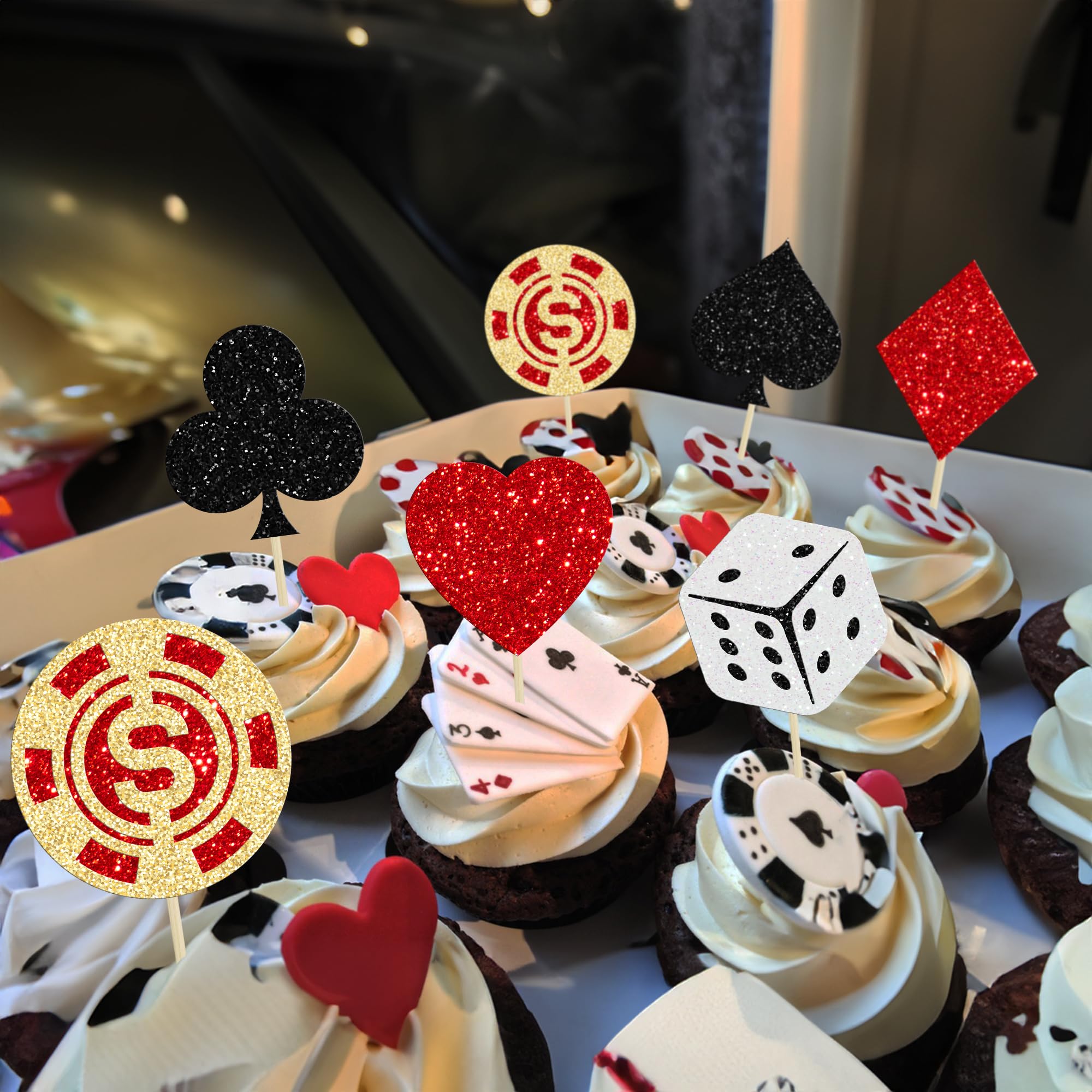 Paquete De 30 Adornos Para Cupcakes De Casino, Juego De Póquer, Fichas,  Jugador, Temática De Las, image size:2000x2000