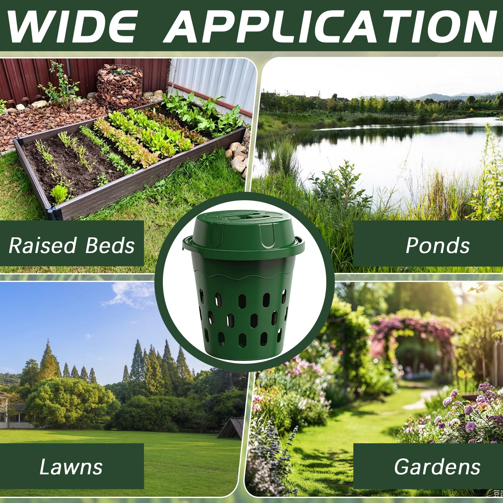 BRGD 2 Pezzi 8L Compostiera per Lombrichi Interrata, Verde Lombricompostiera con Coperchi e Fori di Ventilazione per Orti, Letti Rialzati, Giardini, Vivai, Fattorie, Giardinieri