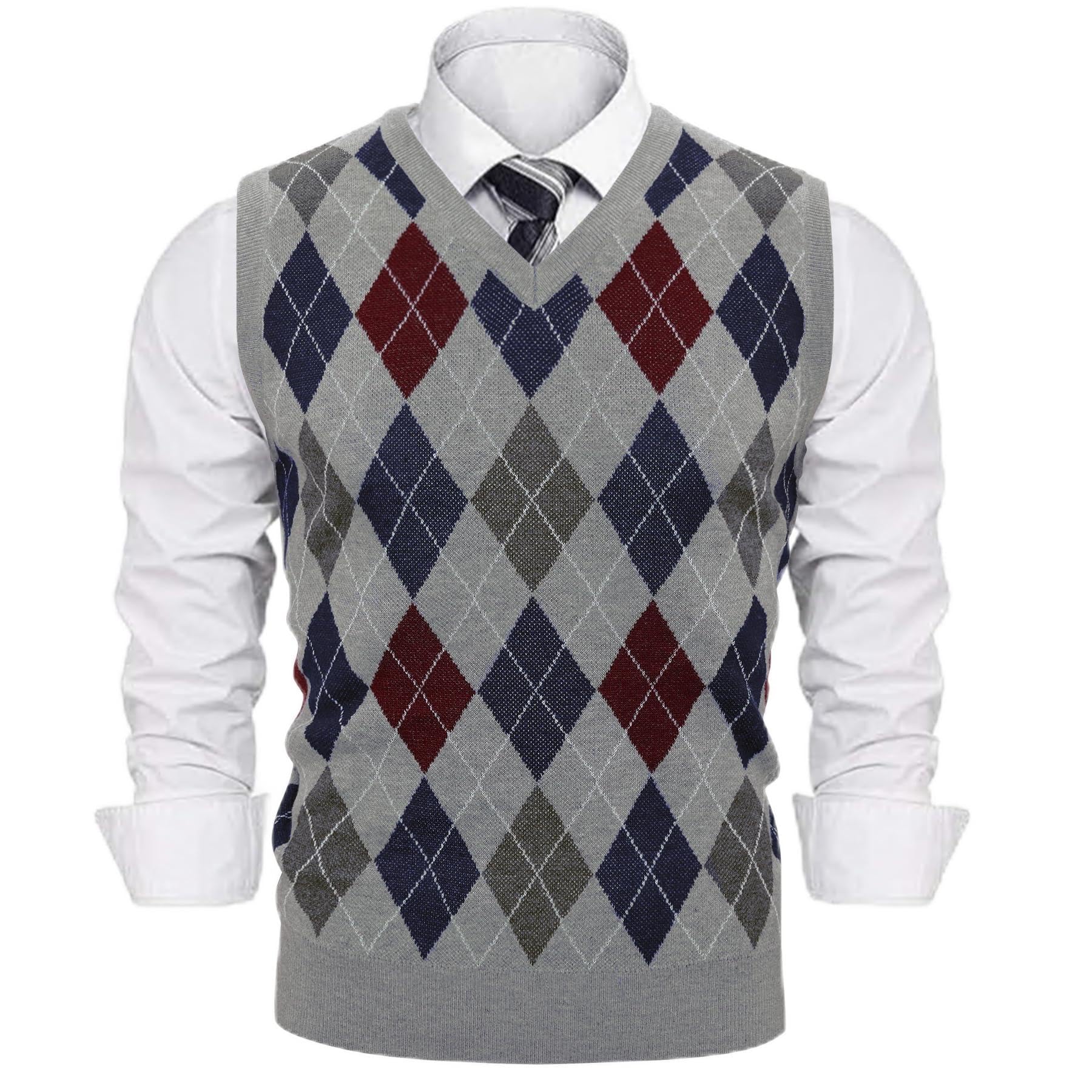 Sykooria Gilet Maglione da Uomo con Scollo V Maglioncino Smanicato Senza Maniche Pullover Gilet Cotone in Maglia Invernale Maglioni e Cardigan da Uomo Casual