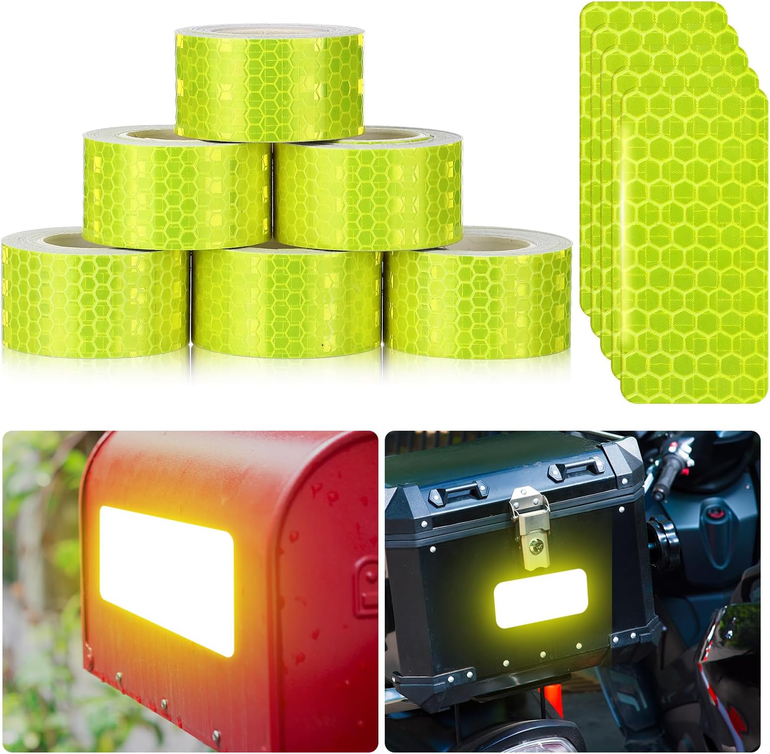 Zonon 6 Rolls High-Visibility Reflective Tapes Waterproof Self-Adhesive Safety Stickers Night for Outdoor Nighttime Visibility Trailers, Clothing, Vehicles(Yellow,1 Inch)