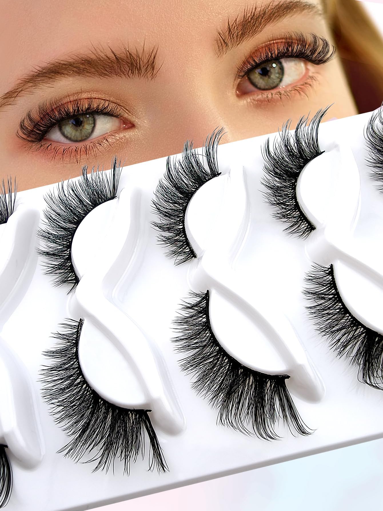 5 Pairs False Eyelashes Natural Look, Fluffy Wispy Lashes Pack