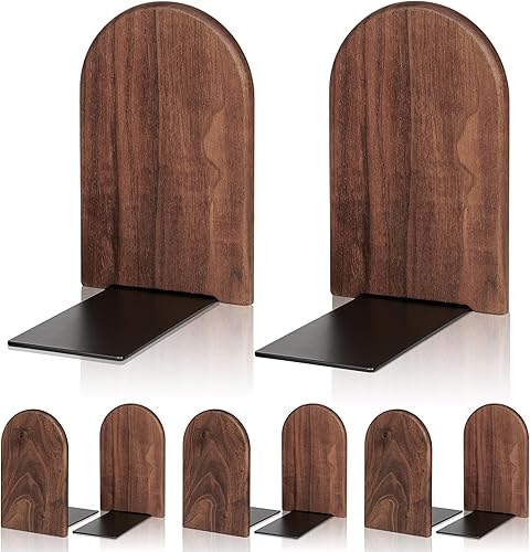 Miniatura 7 de Extremos para libros pesados, 2 pares de sujetalibros de madera resistente, sostiene libros pesados, antideslizante, perfecto para escritorio de