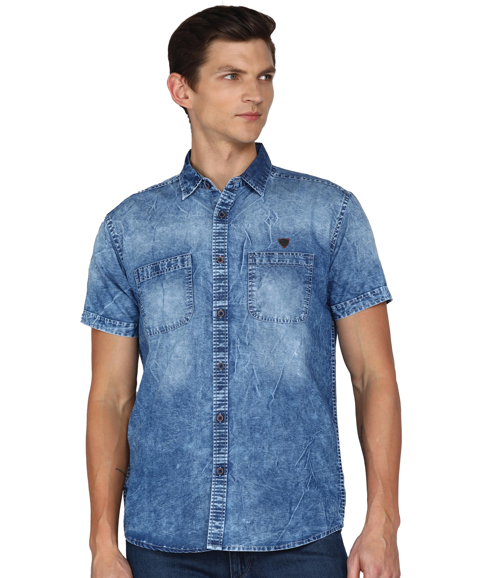 kuons avenue Men's Half Sleeve Denim Shirt | Double Pockets - Comfortable Everyday & Casual Outing Wear-picture-55