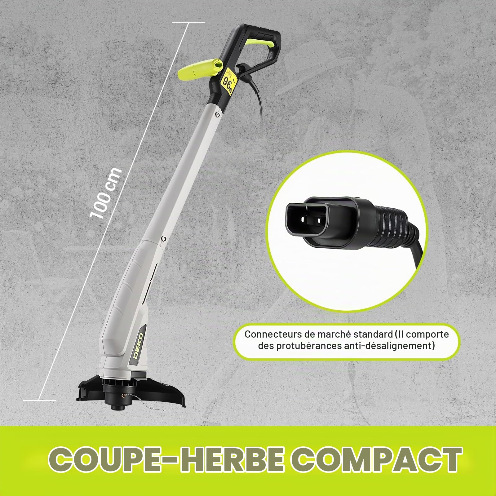 DEKOPRO Coupe Bordure Filaire 250 W: Débroussailleuse Êlectrique à Double Fil de 23 cm, Alimentation Automatique, avec 3 Bobines de Fil, pour Pelouses, Jardins et Mauvaises Herbes